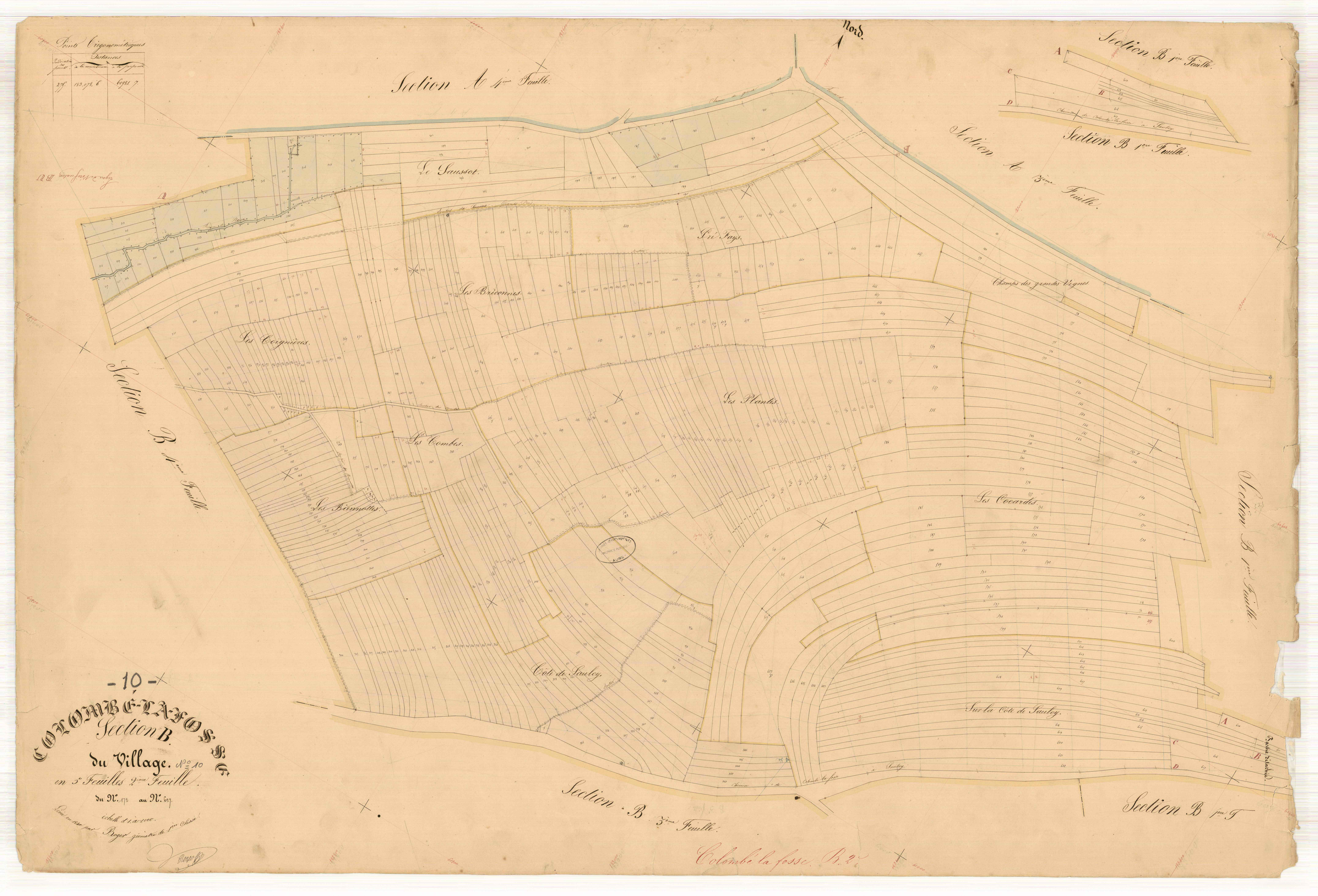 Colombé-la-Fosse, section B dite du village, feuille n° 2, parcelles n°172-627