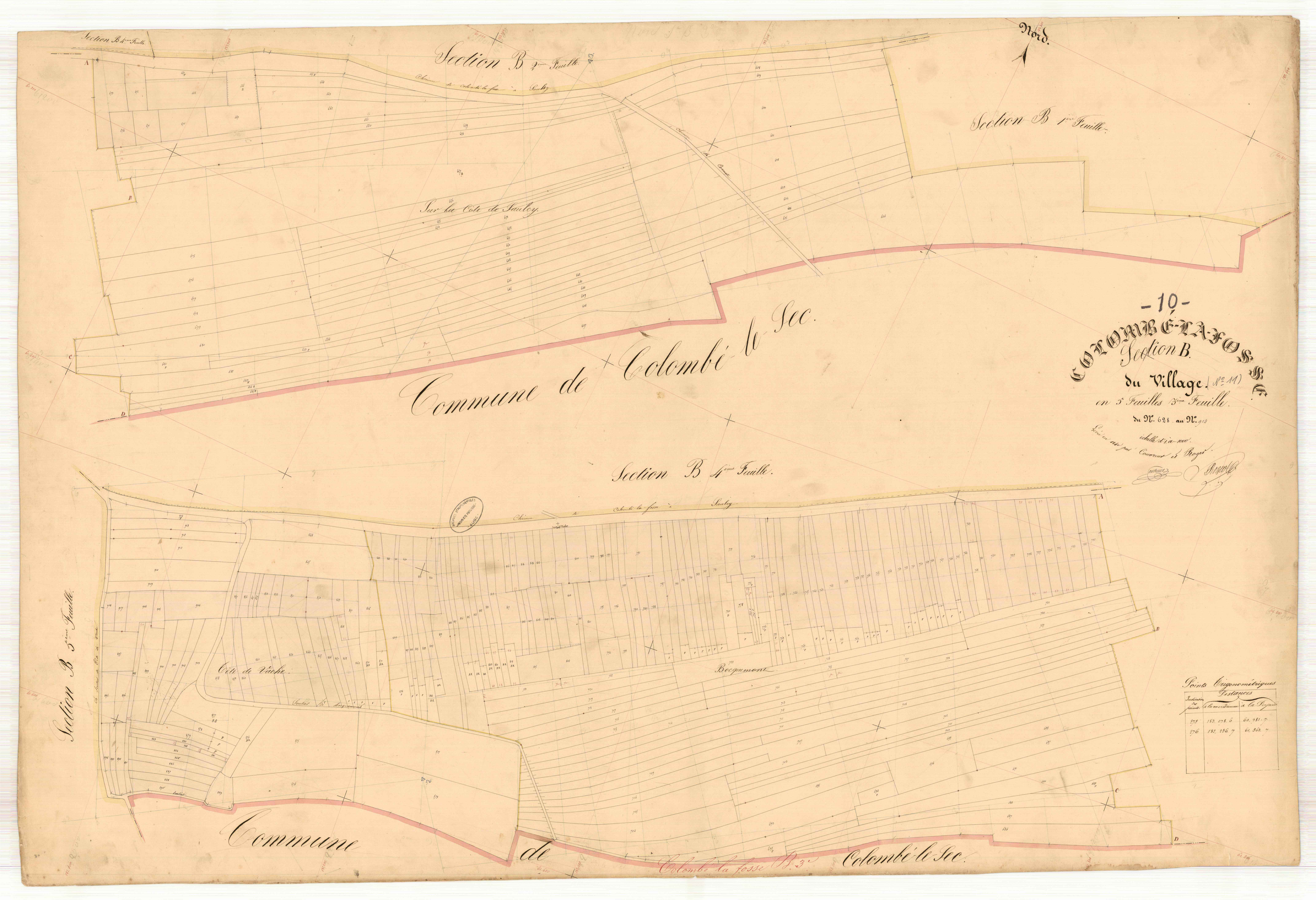 Colombé-la-Fosse, section B dite du village, feuille n° 3