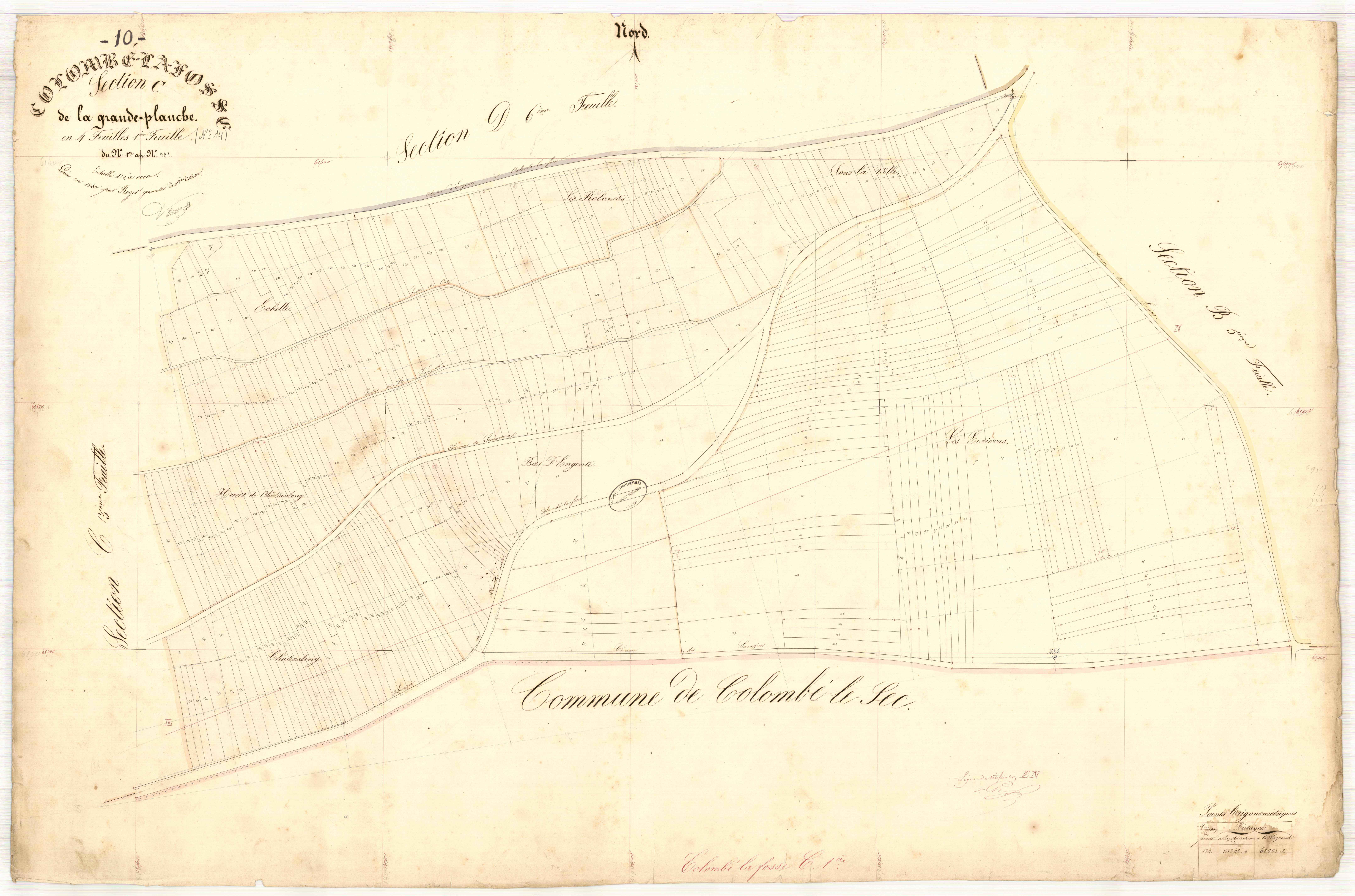 Colombé-la-Fosse, section C dite de la grande planche, feuille n° 1, parcelles n°1-351