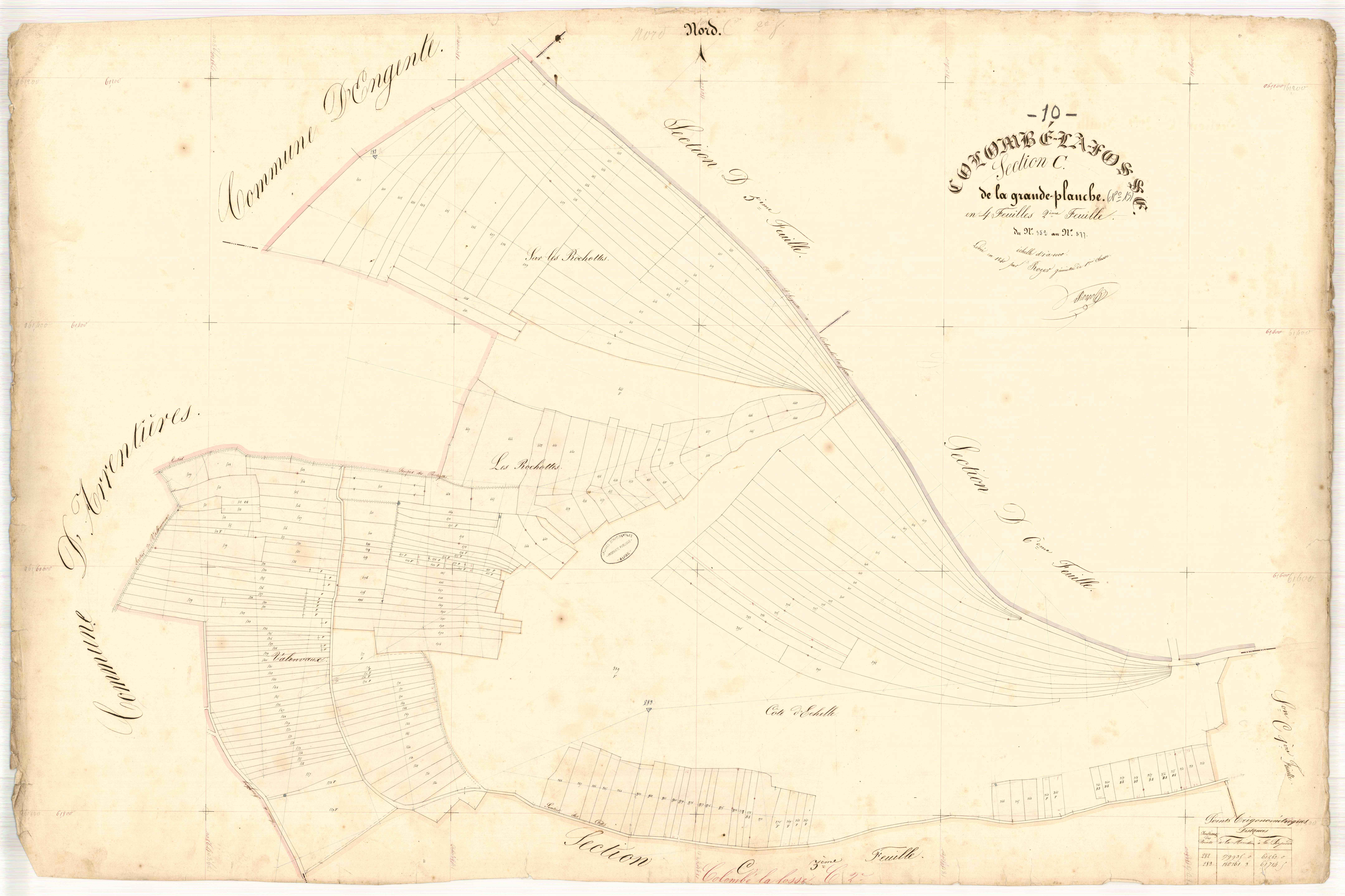Colombé-la-Fosse, section C dite de la grande planche, feuille n° 2, parcelles n°352-577