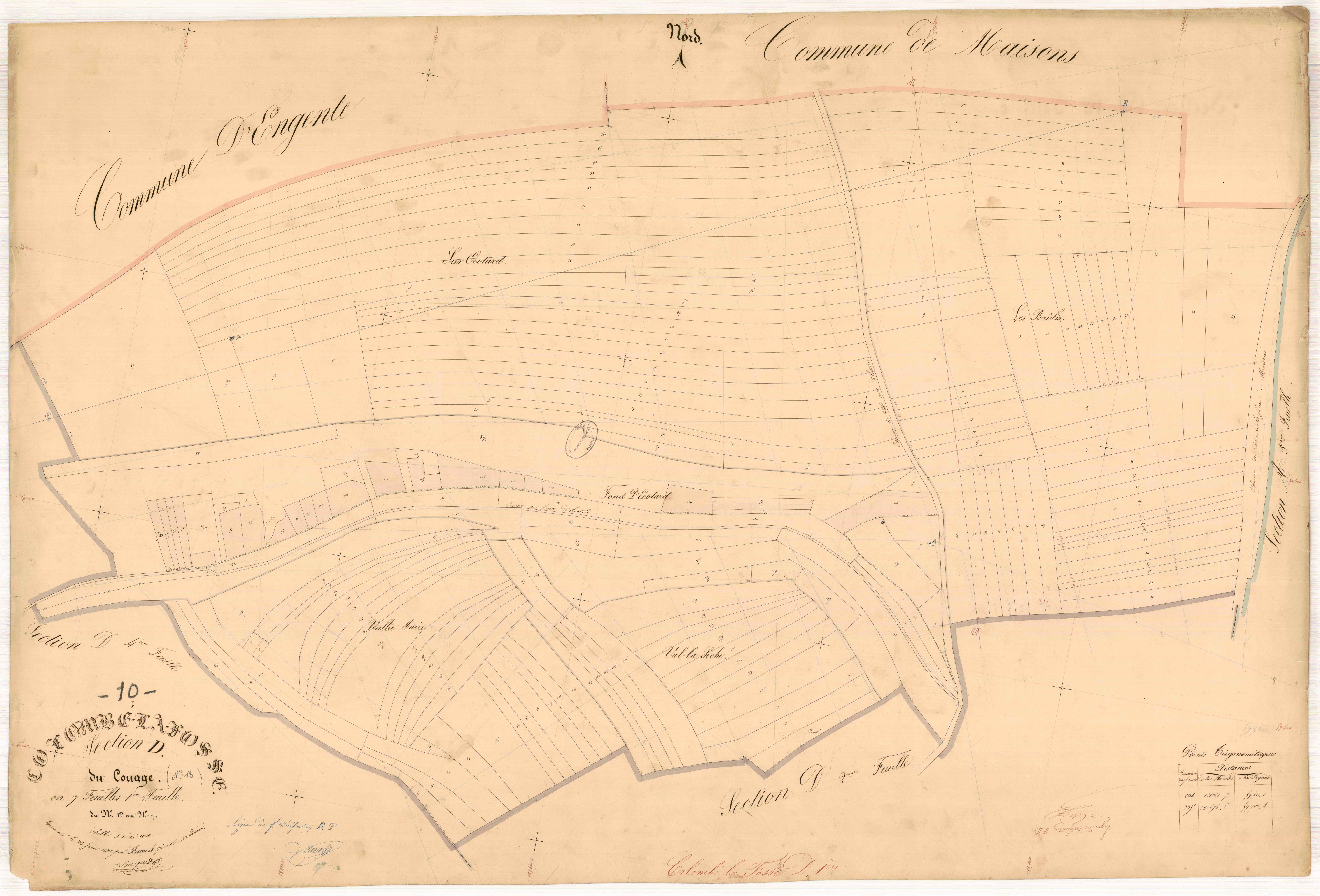 Colombé-la-Fosse, section D dite du couage, feuille n° 1, parcelles n°1-179