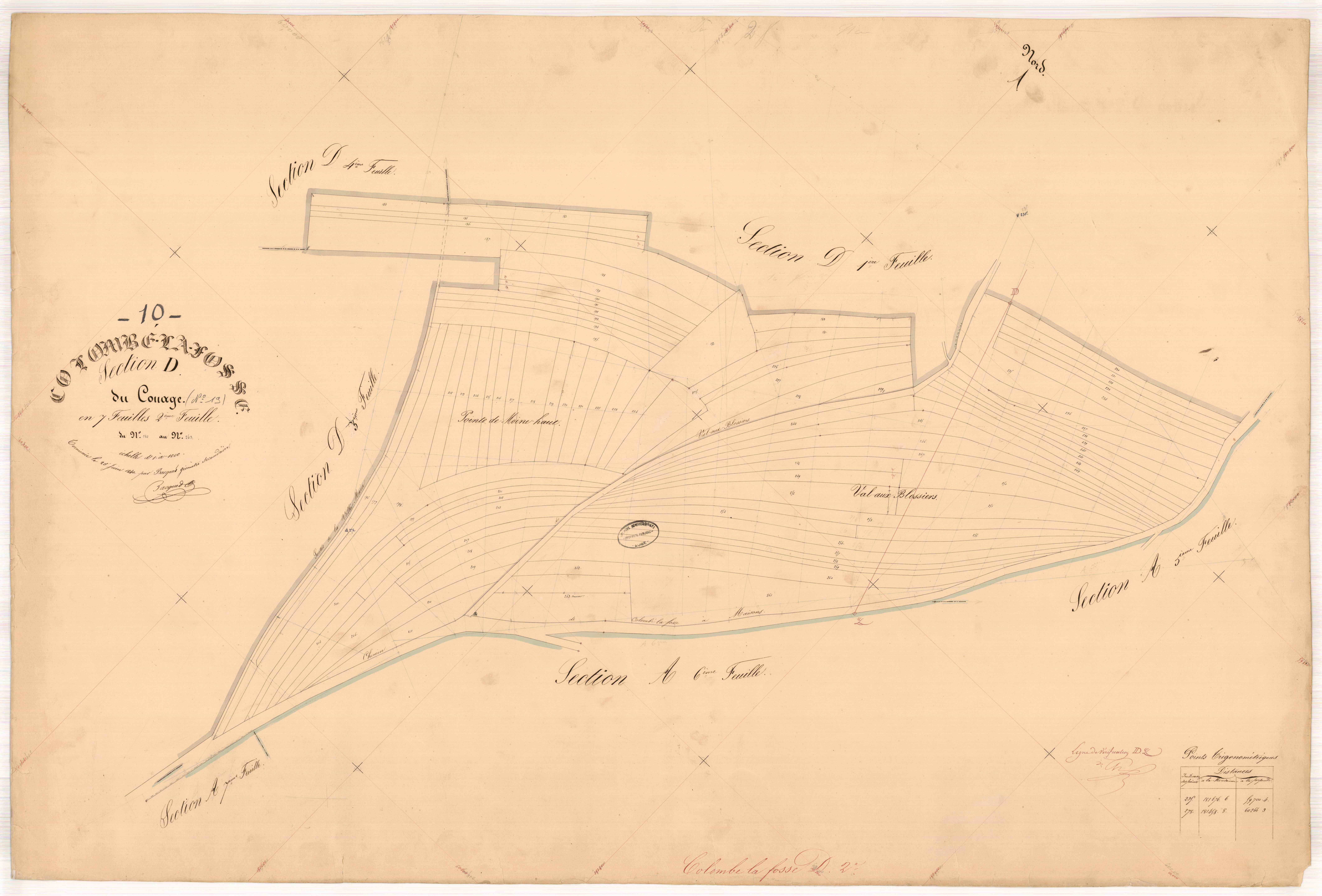 Colombé-la-Fosse, section D dite du couage, feuille n° 2, parcelles n°180-263