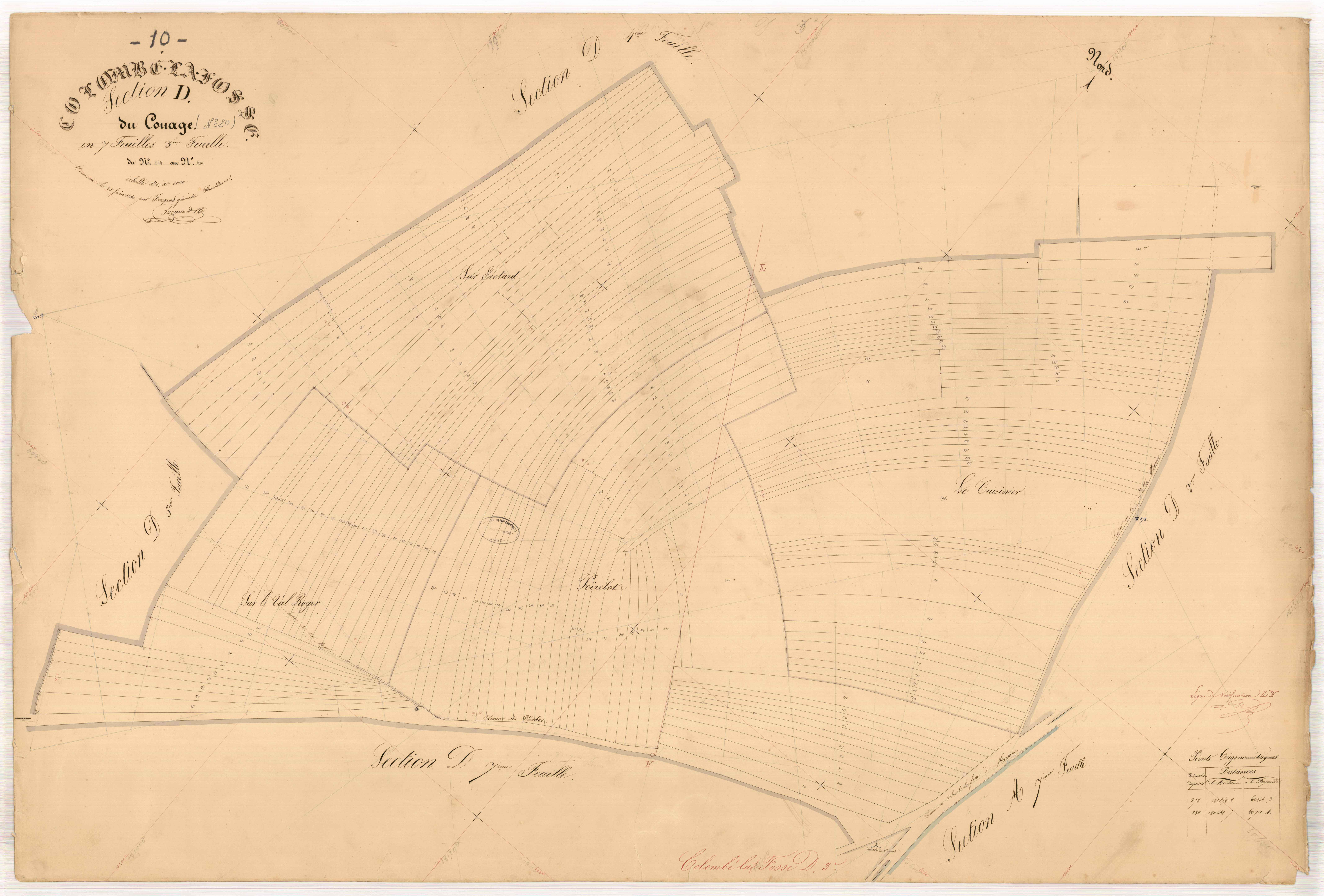 Colombé-la-Fosse, section D dite du couage, feuille n° 3, parcelles n°264-430