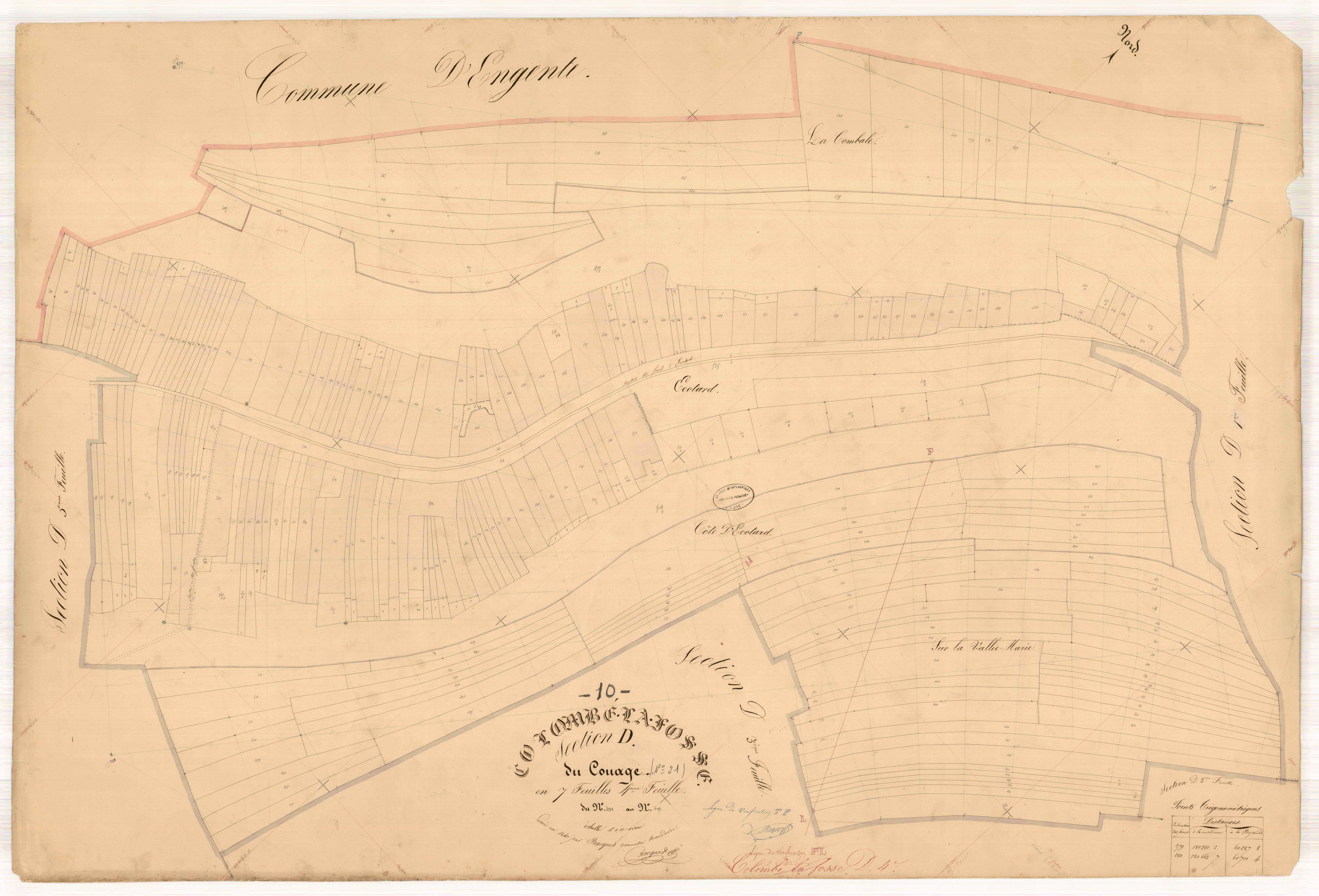 Colombé-la-Fosse, section D dite du couage, feuille n° 4, parcelles n°431-693