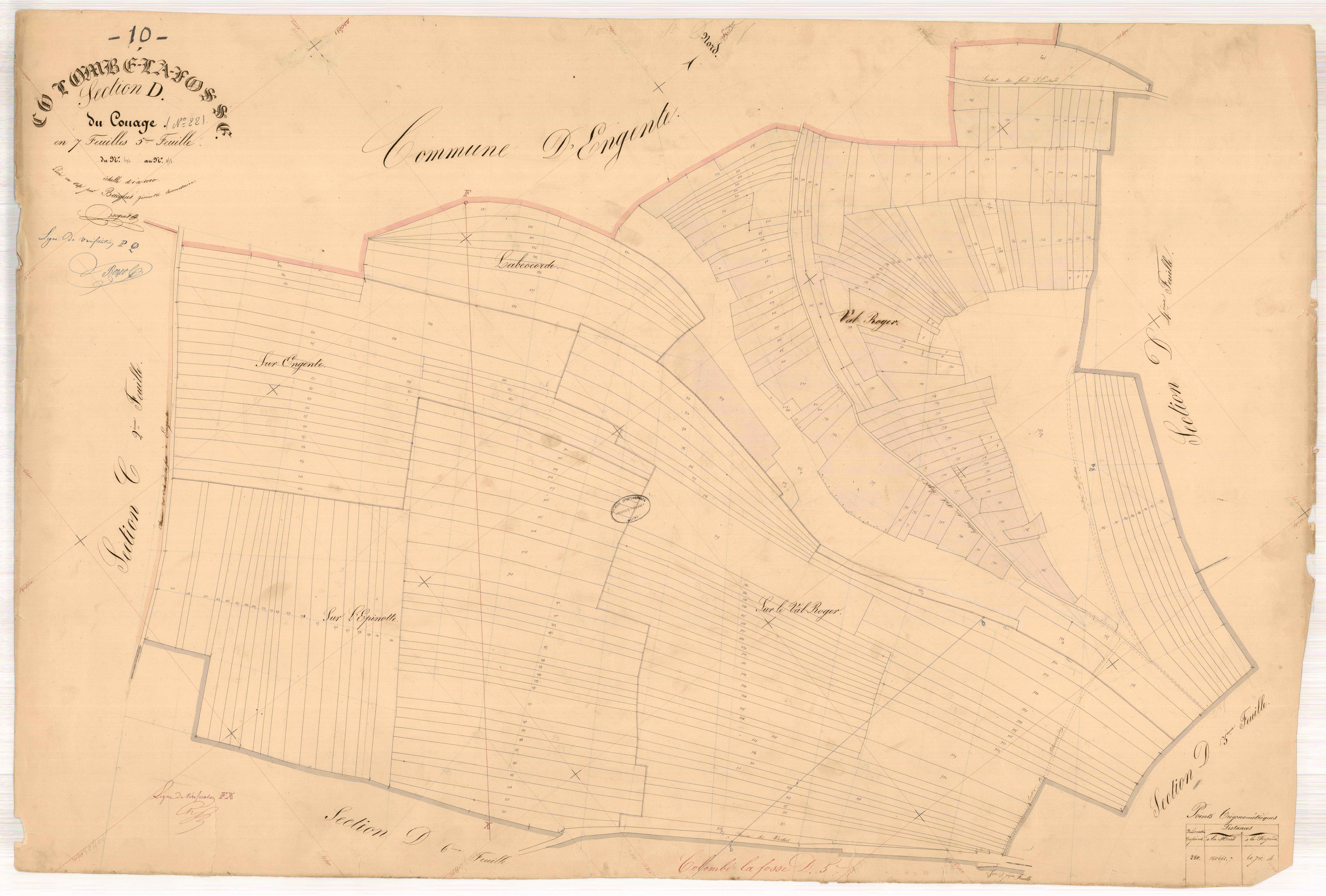 Colombé-la-Fosse, section D dite du couage, feuille n° 5, parcelles n°694-958