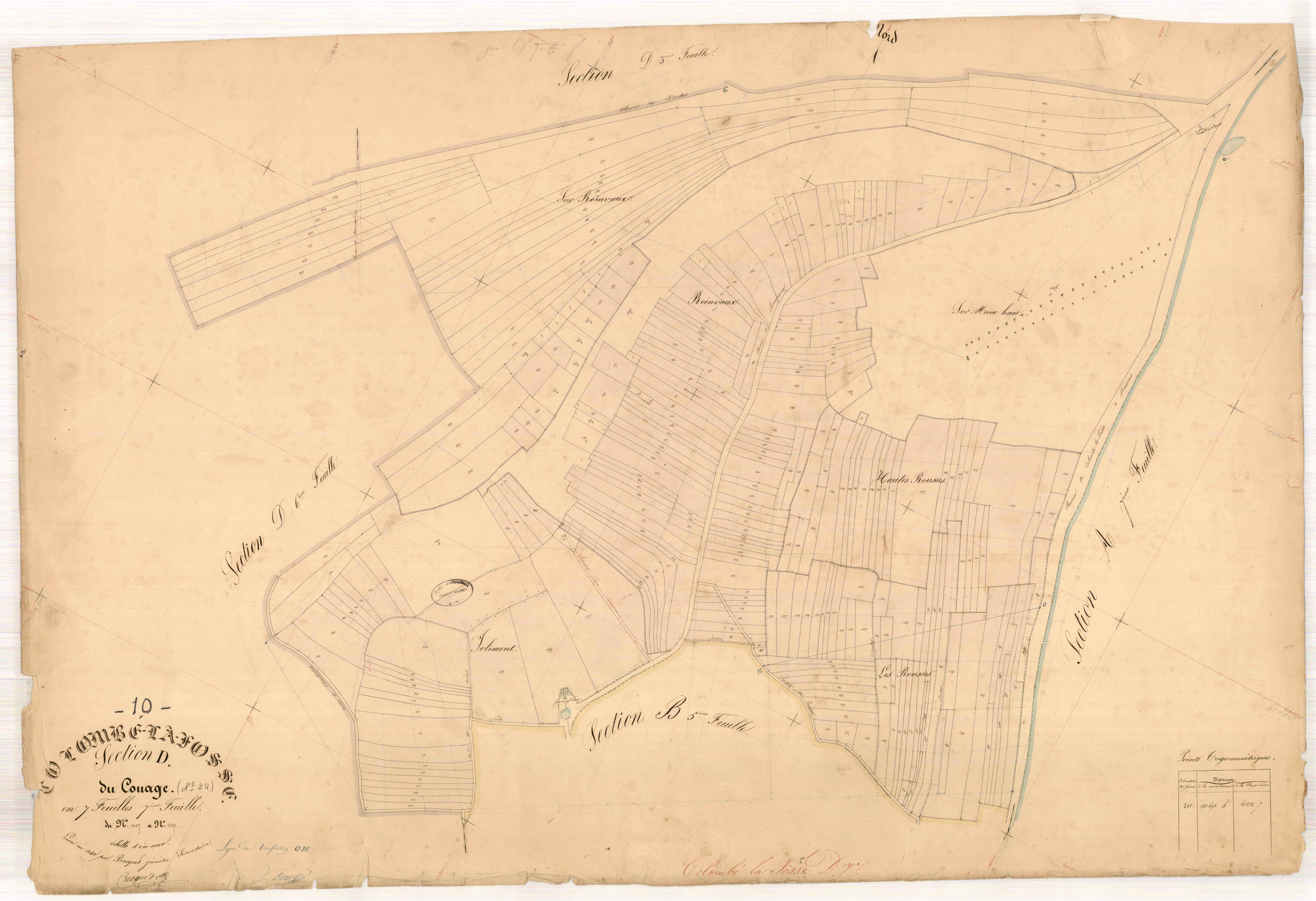 Colombé-la-Fosse, section D dite du couage, feuille n° 7, parcelles n°1207-1493