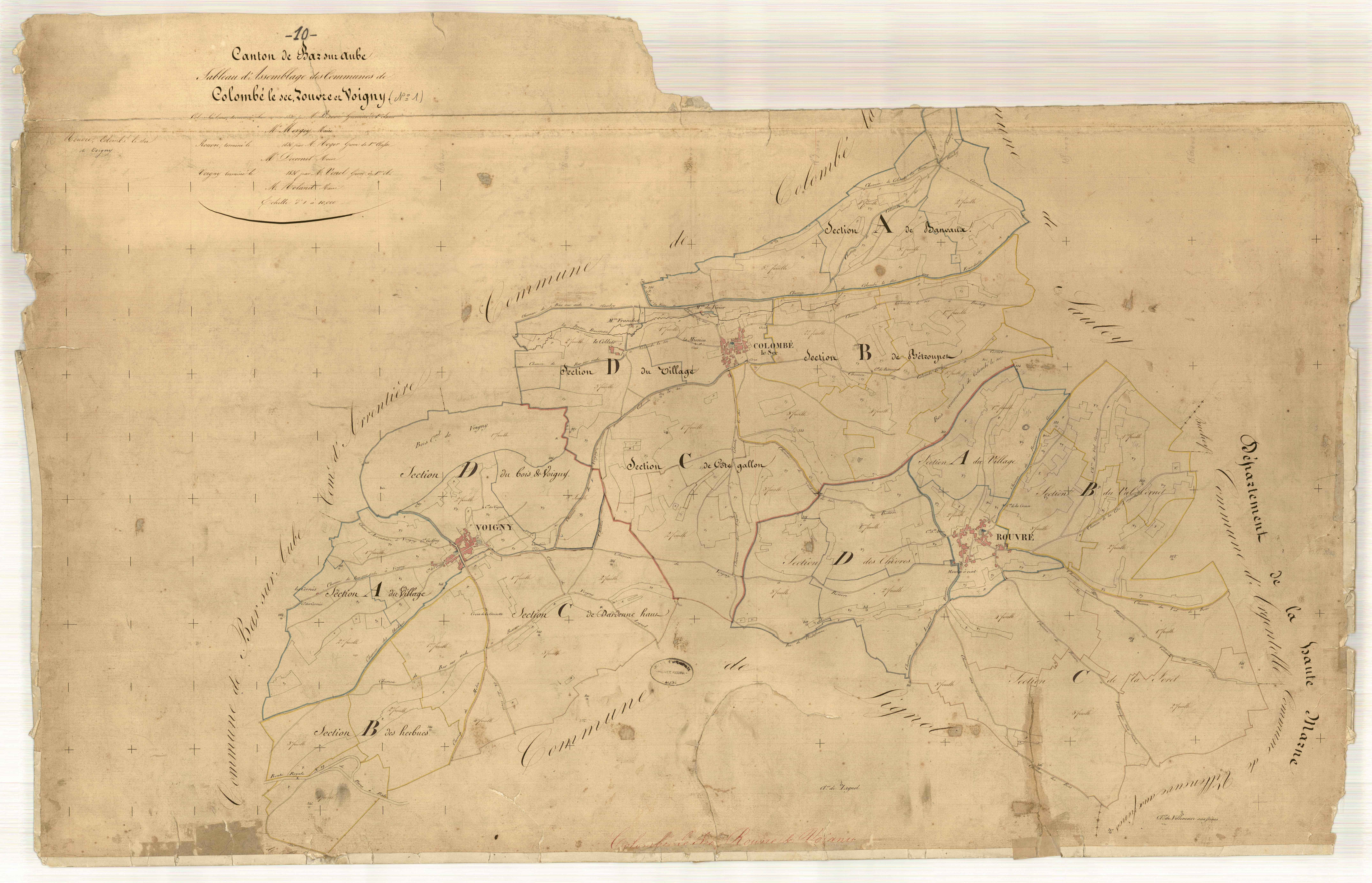 Colombé-le-Sec, Rouvres et Voigny, tableau d'assemblage