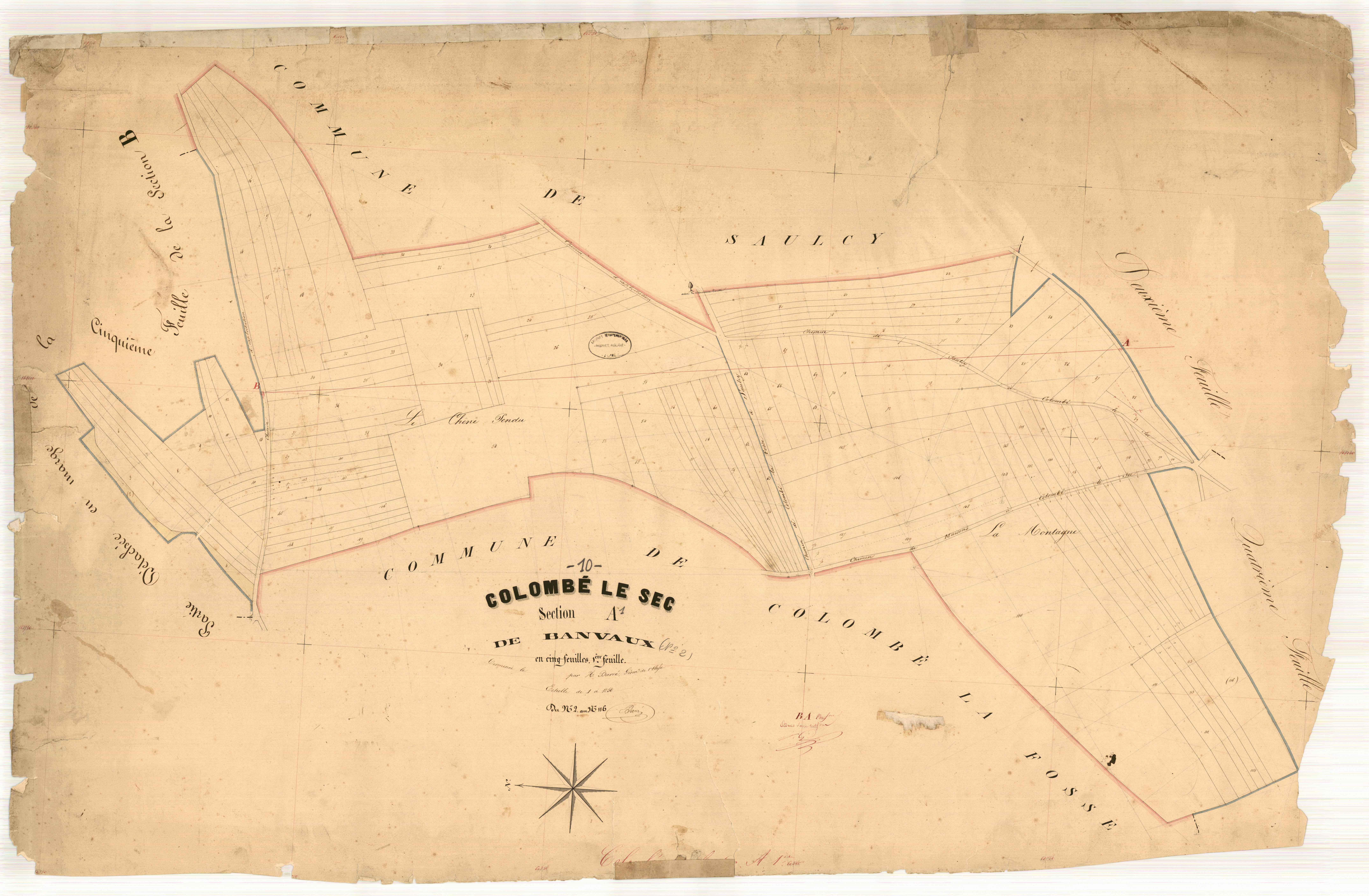 Colombé-le-Sec, section A dite des banvaux, feuille n° 1, parcelles n°2-116