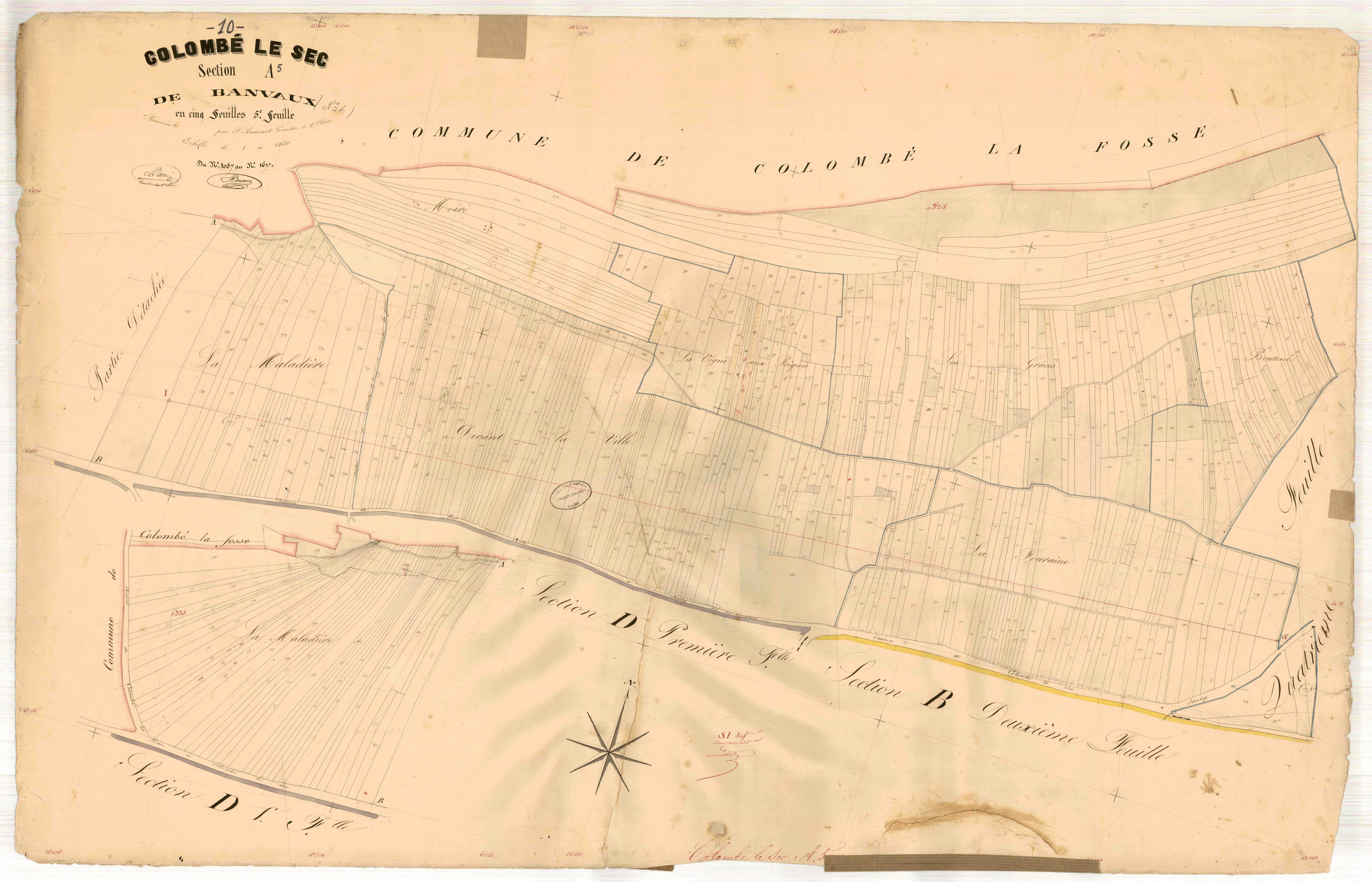 Colombé-le-Sec, section A dite des banvaux, feuille n° 5, parcelles n°1051-1617