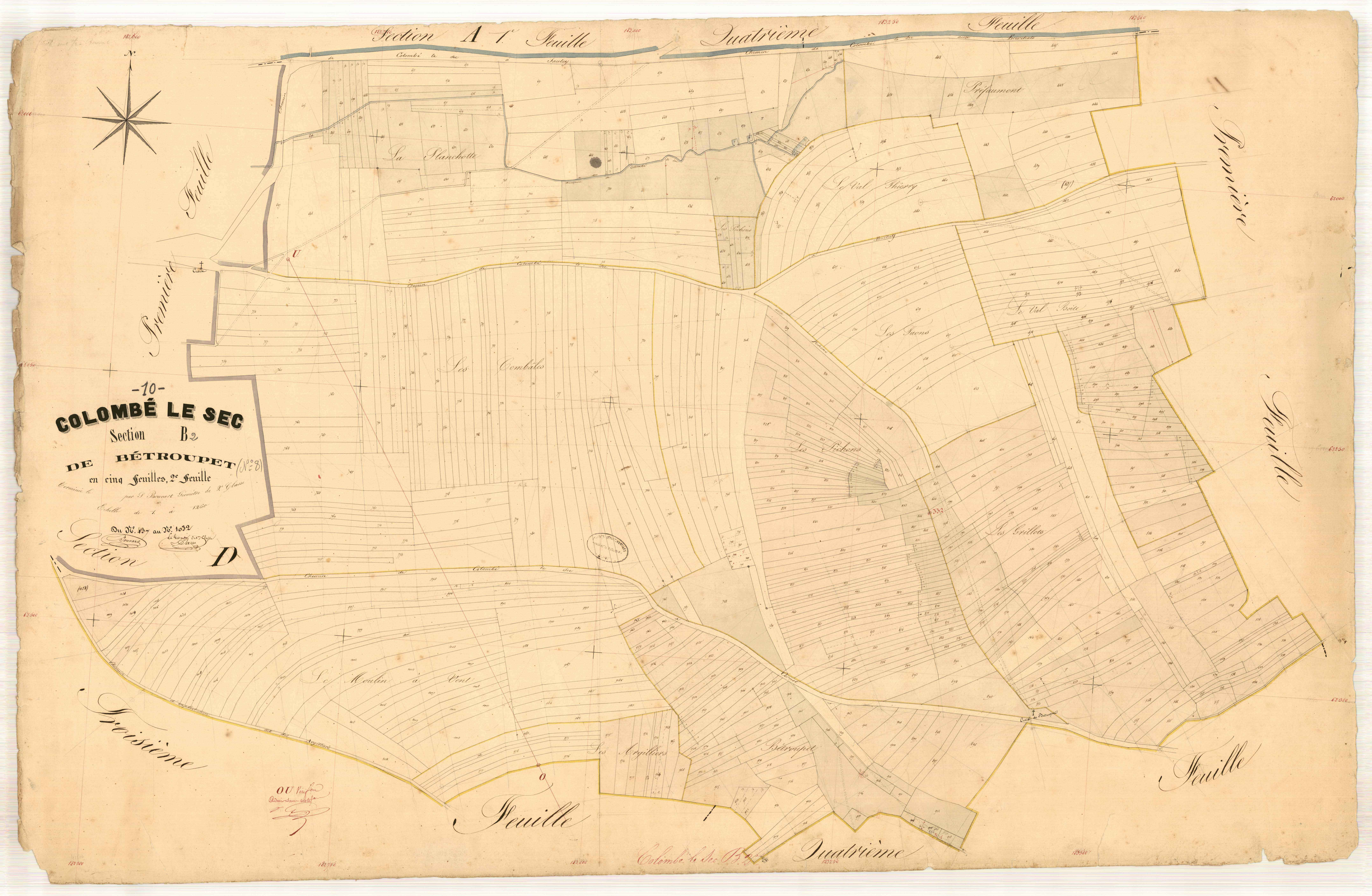 Colombé-le-Sec, section B dite de bétroupet, feuille n° 2, parcelles n°437-1032
