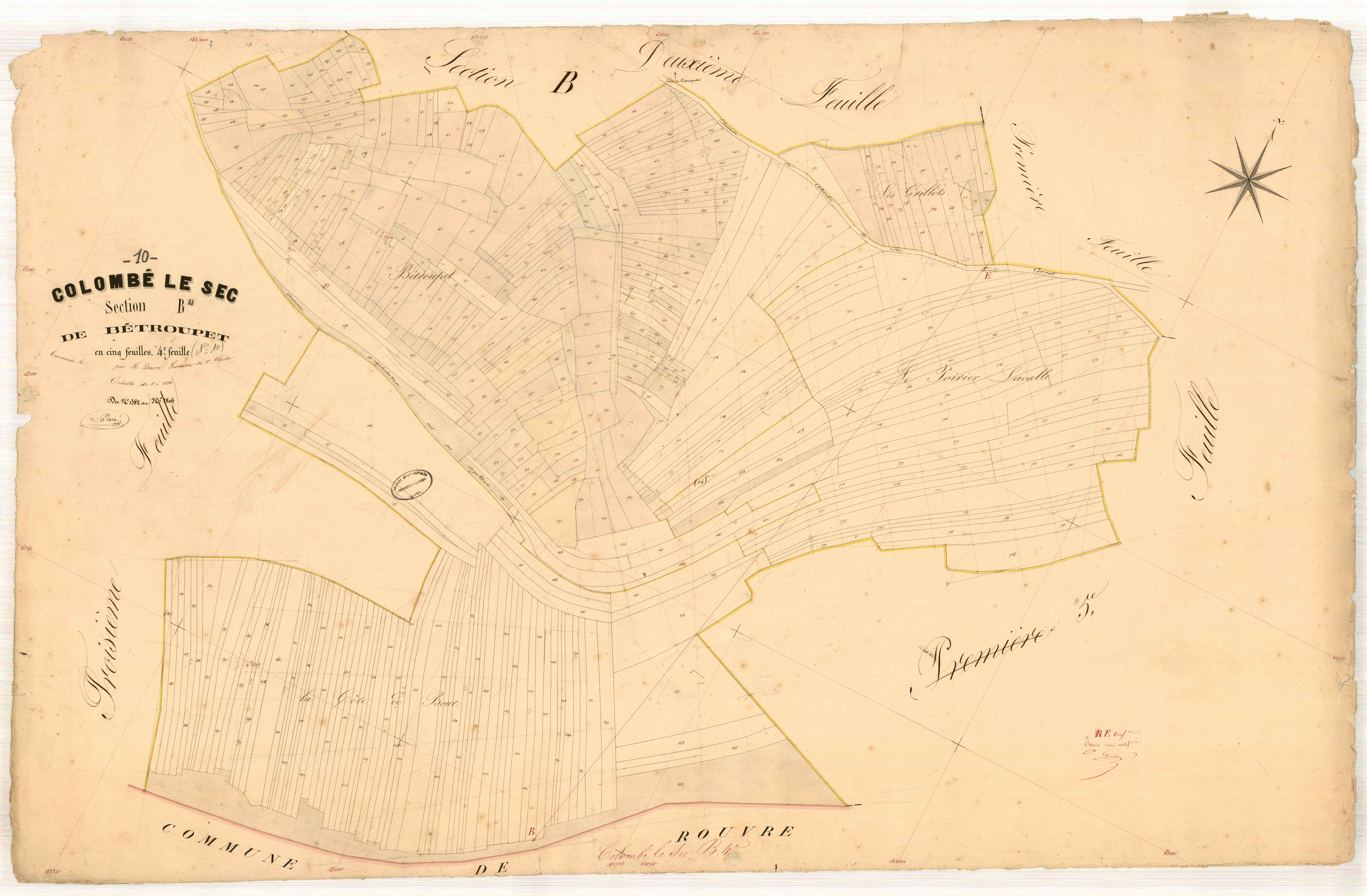 Colombé-le-Sec, section B dite de bétroupet, feuille n° 4, parcelles n°1382-1806
