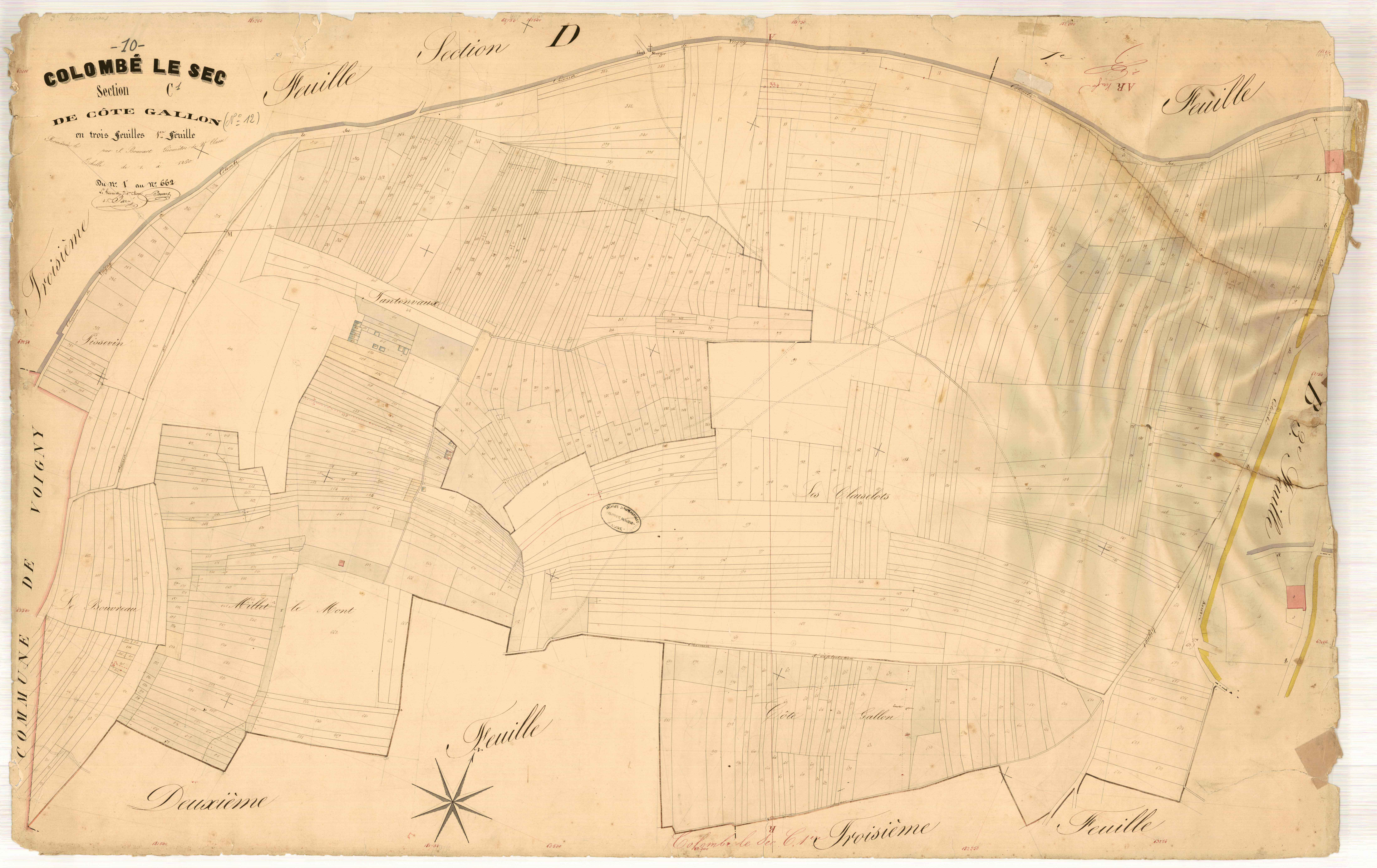 Colombé-le-Sec, section C dite de la côte gallon, feuille n° 1, parcelles n°1-662