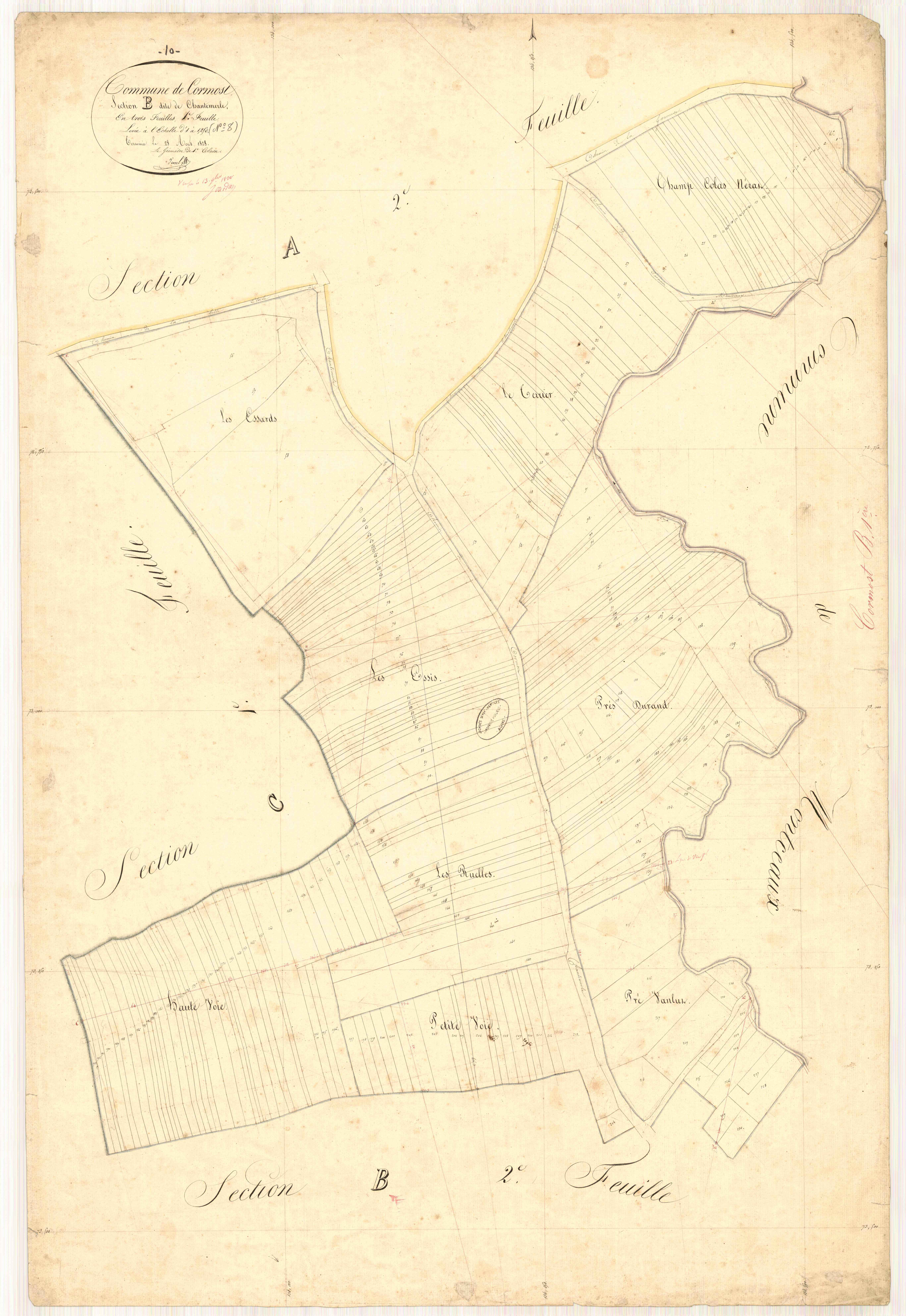 Cormost, section B dite de chantemerle, feuille n° 1