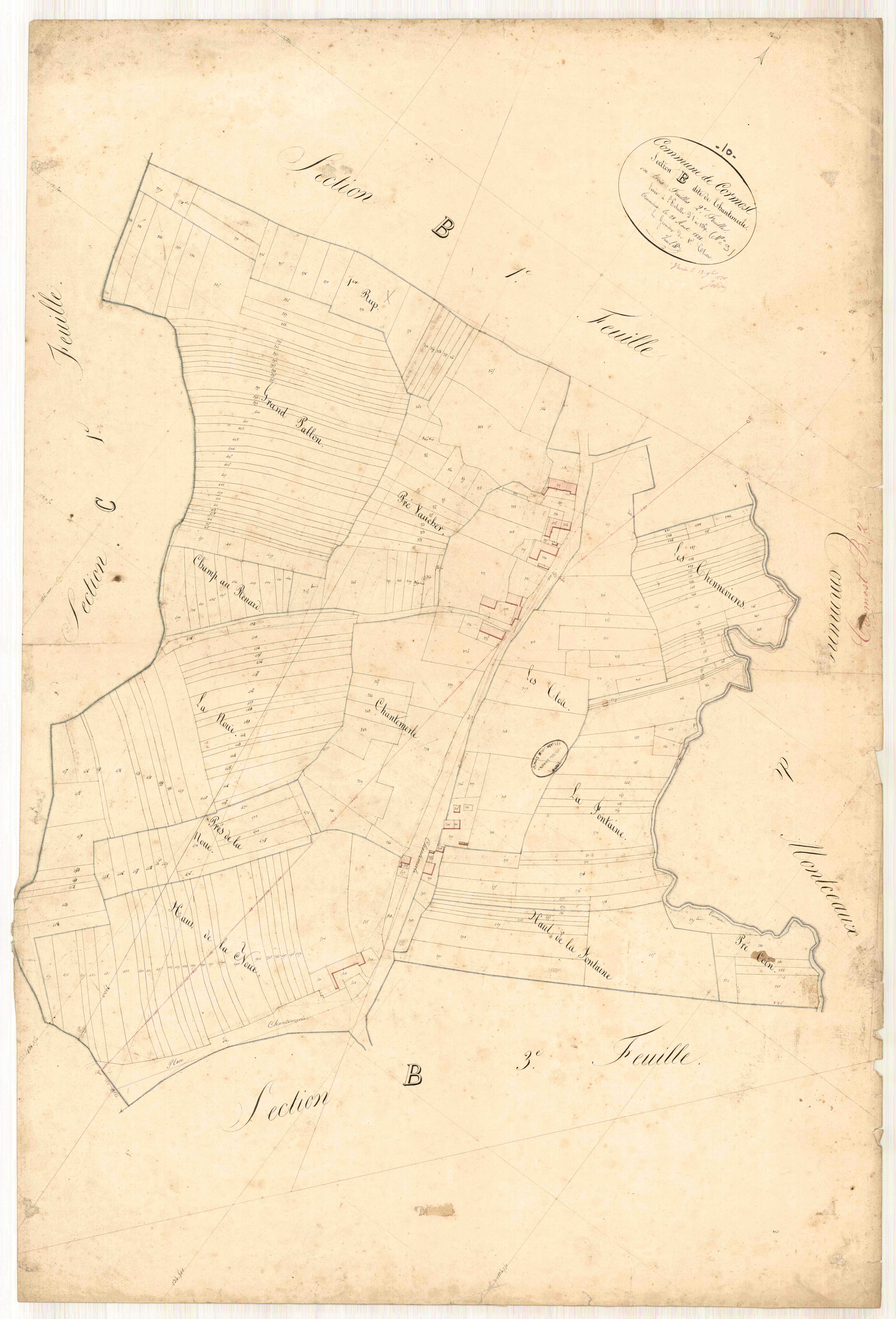 Cormost, section B dite de chantemerle, feuille n° 2