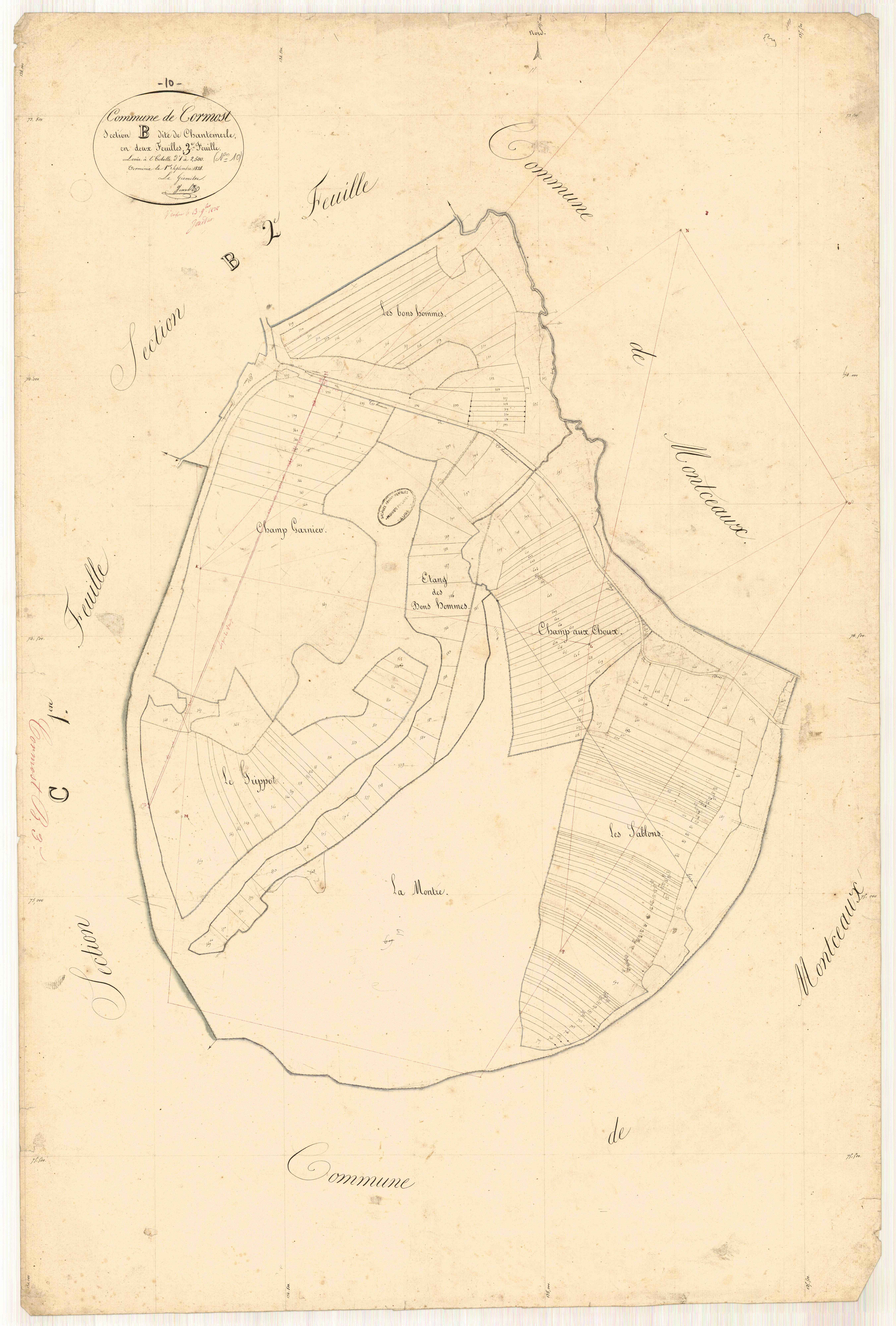 Cormost, section B dite de chantemerle, feuille n° 3