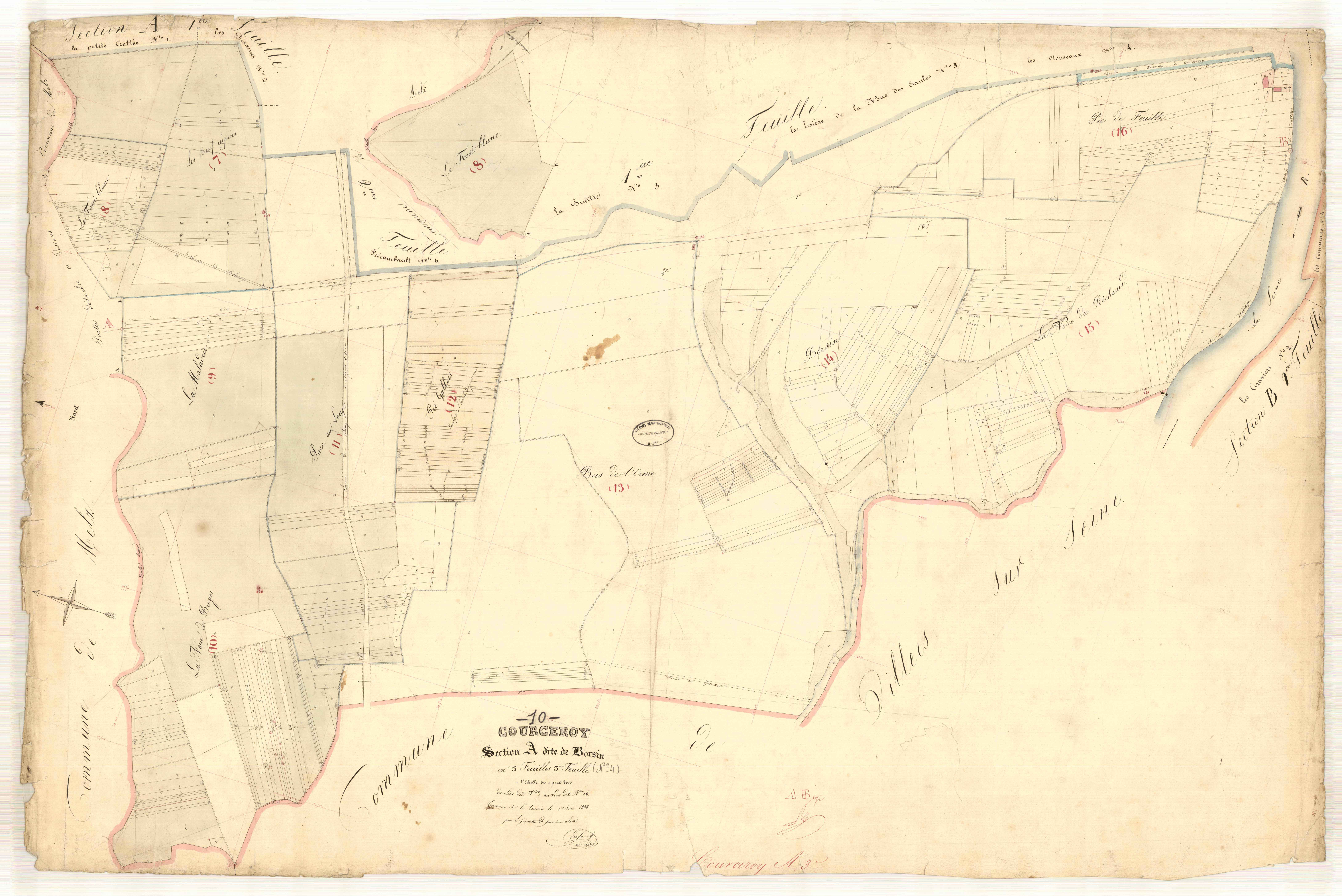 Courceroy, section A dite de borsin, feuille n° 1