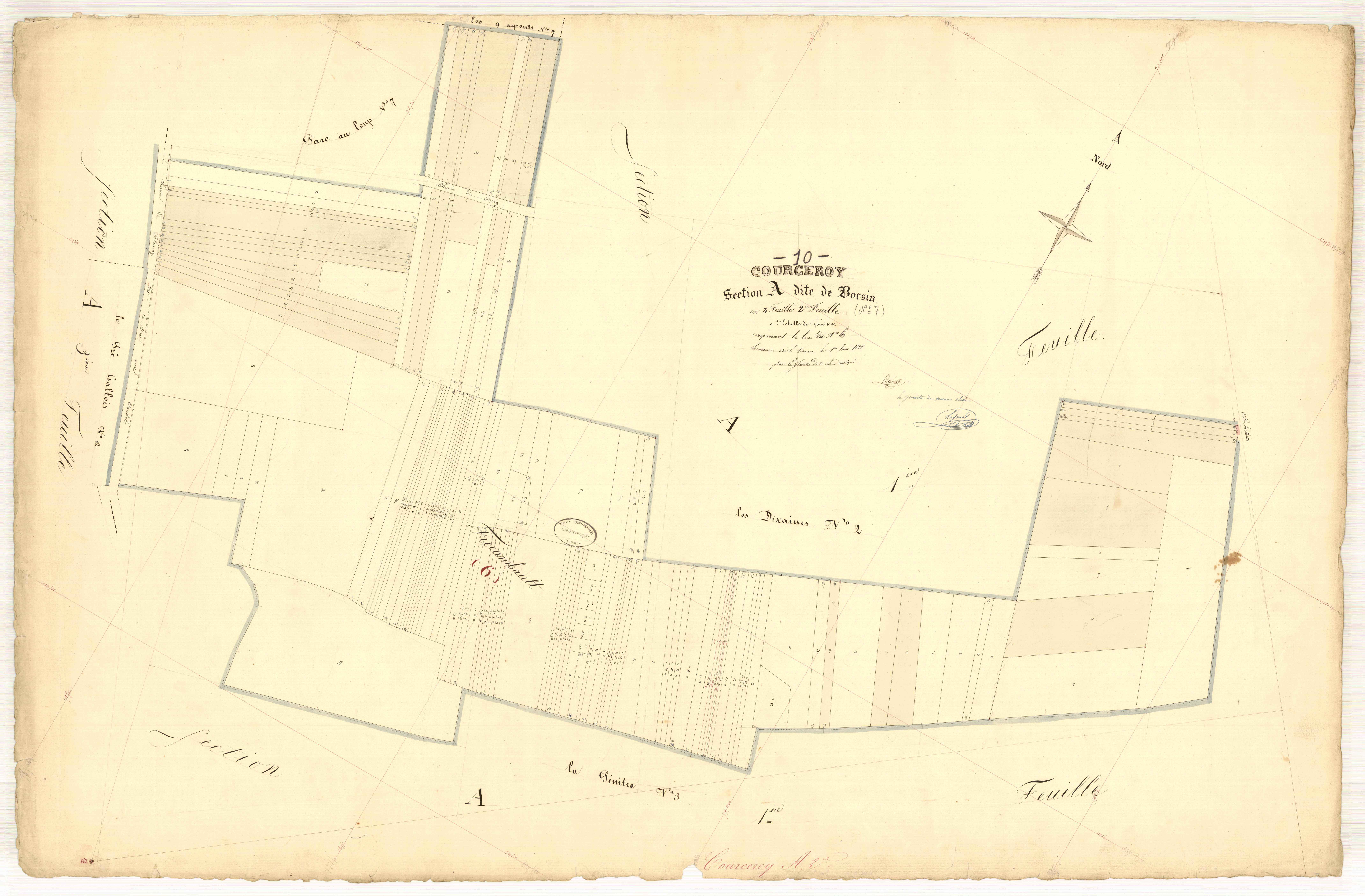 Courceroy, section A dite de borsin, feuille n° 3