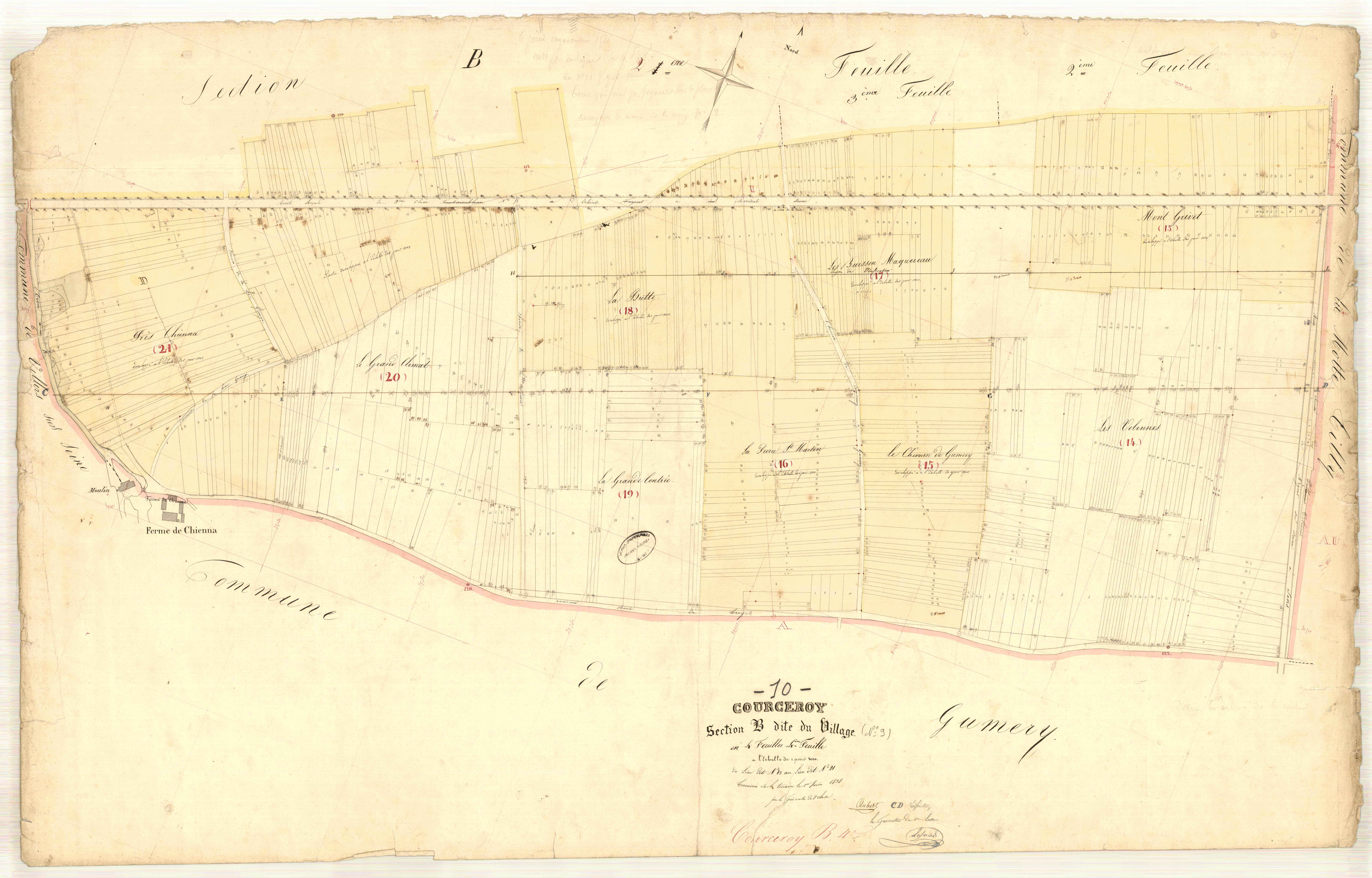 Courceroy, section B dite du village, feuille n° 2