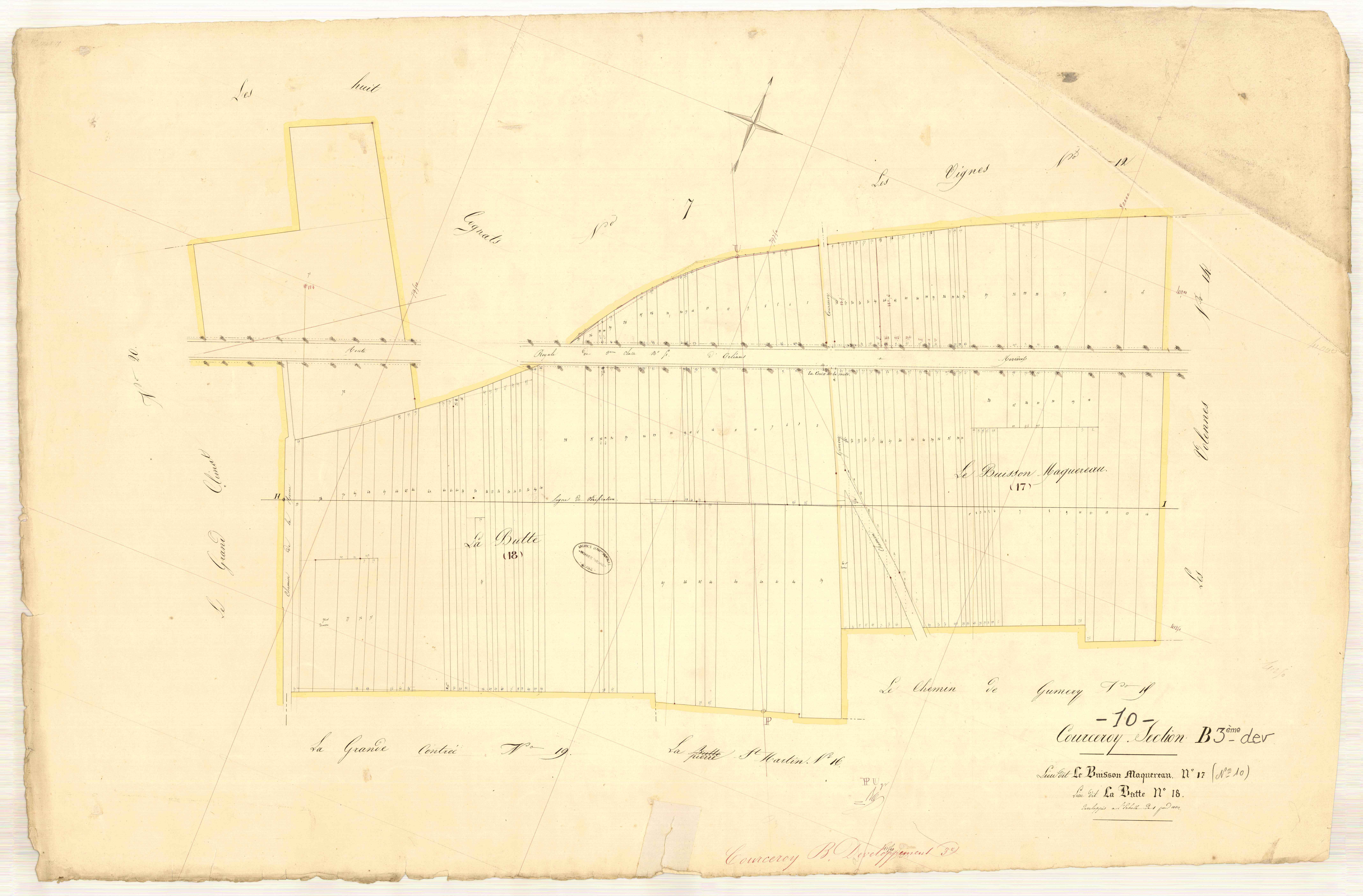 Courceroy, section B dite le baisson maquereau, feuille n° 3