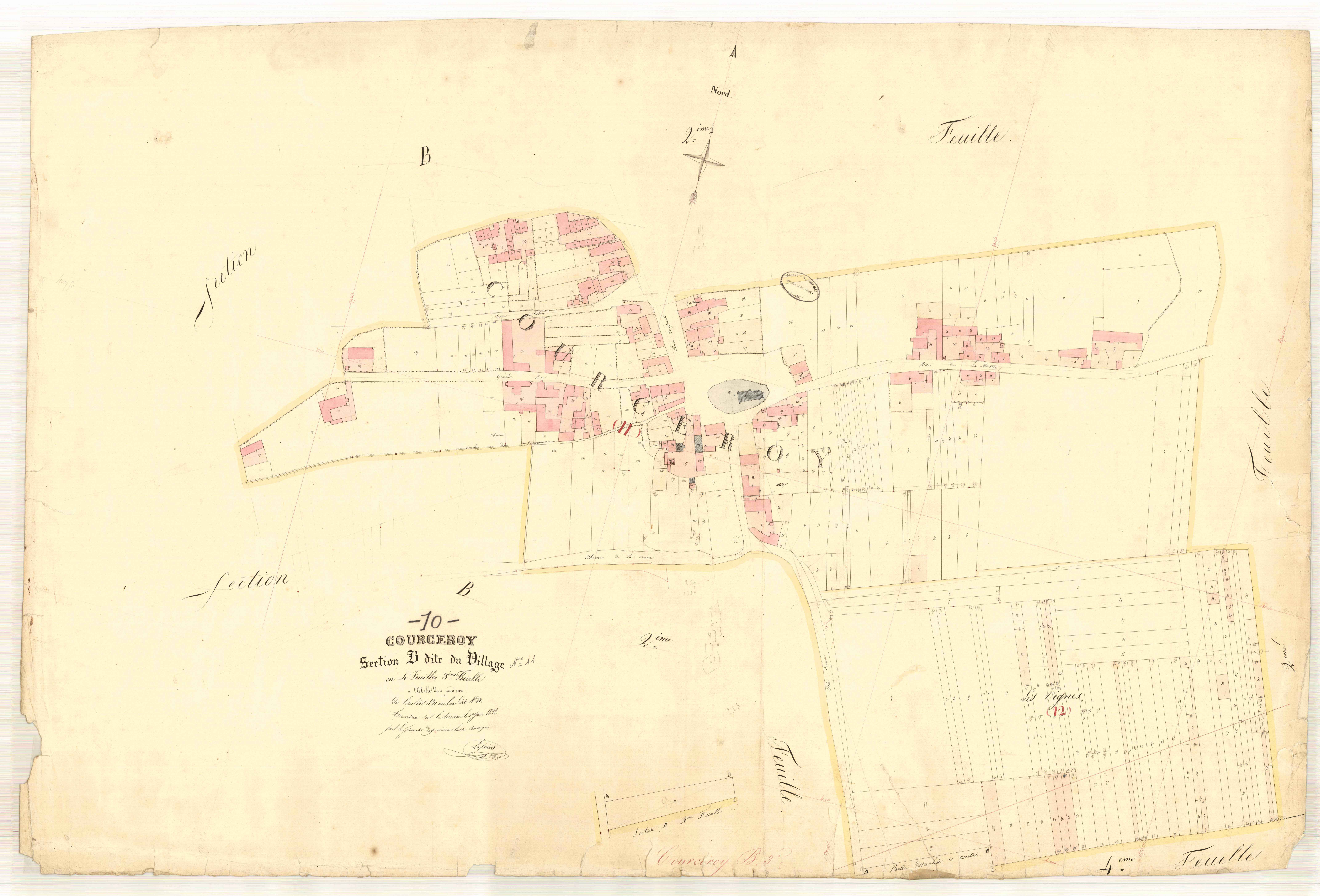 Courceroy, section B dite du village, feuille n° 4