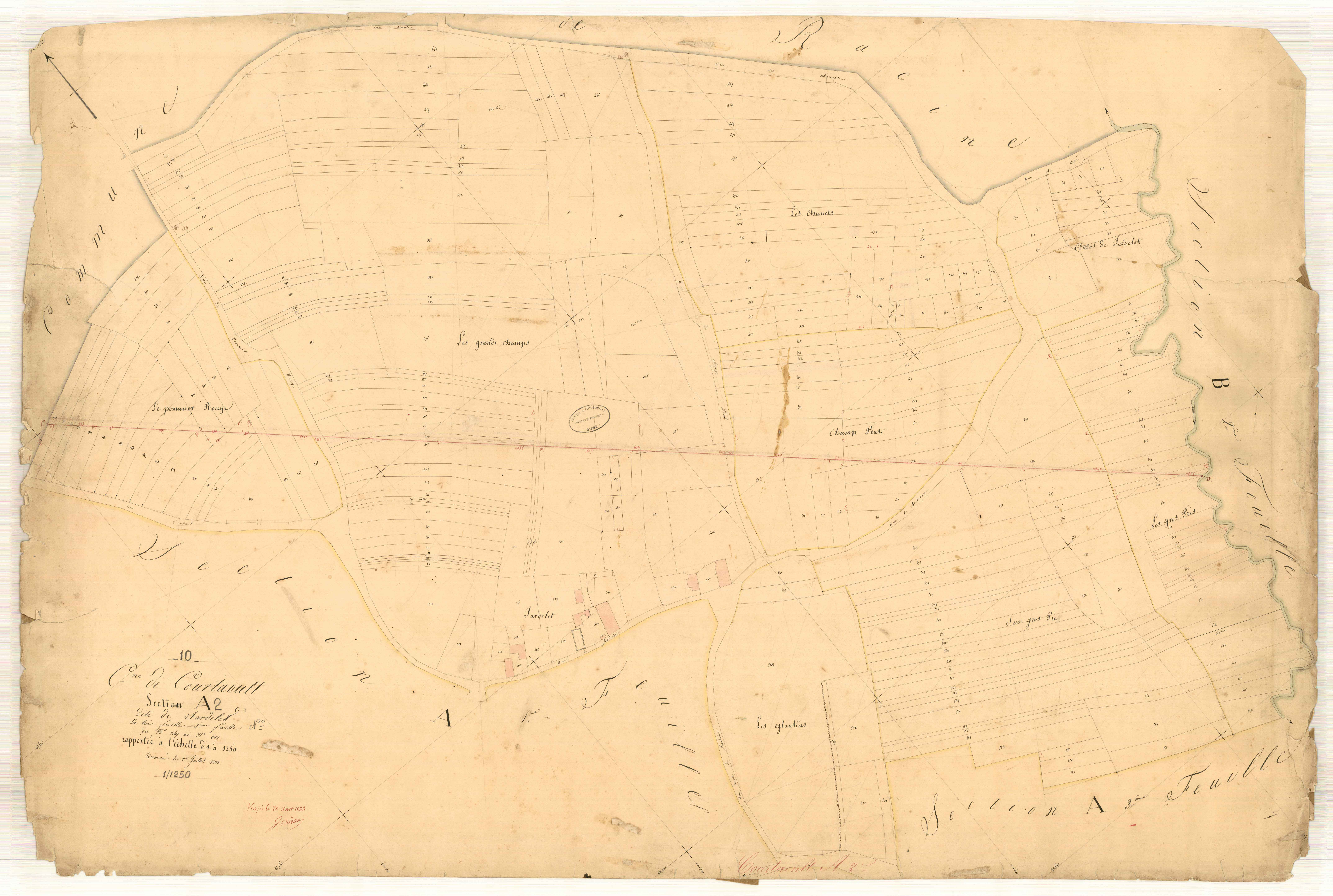 Courtaoult, section A dite du jardelet, feuille n° 2, parcelles n° 349-617