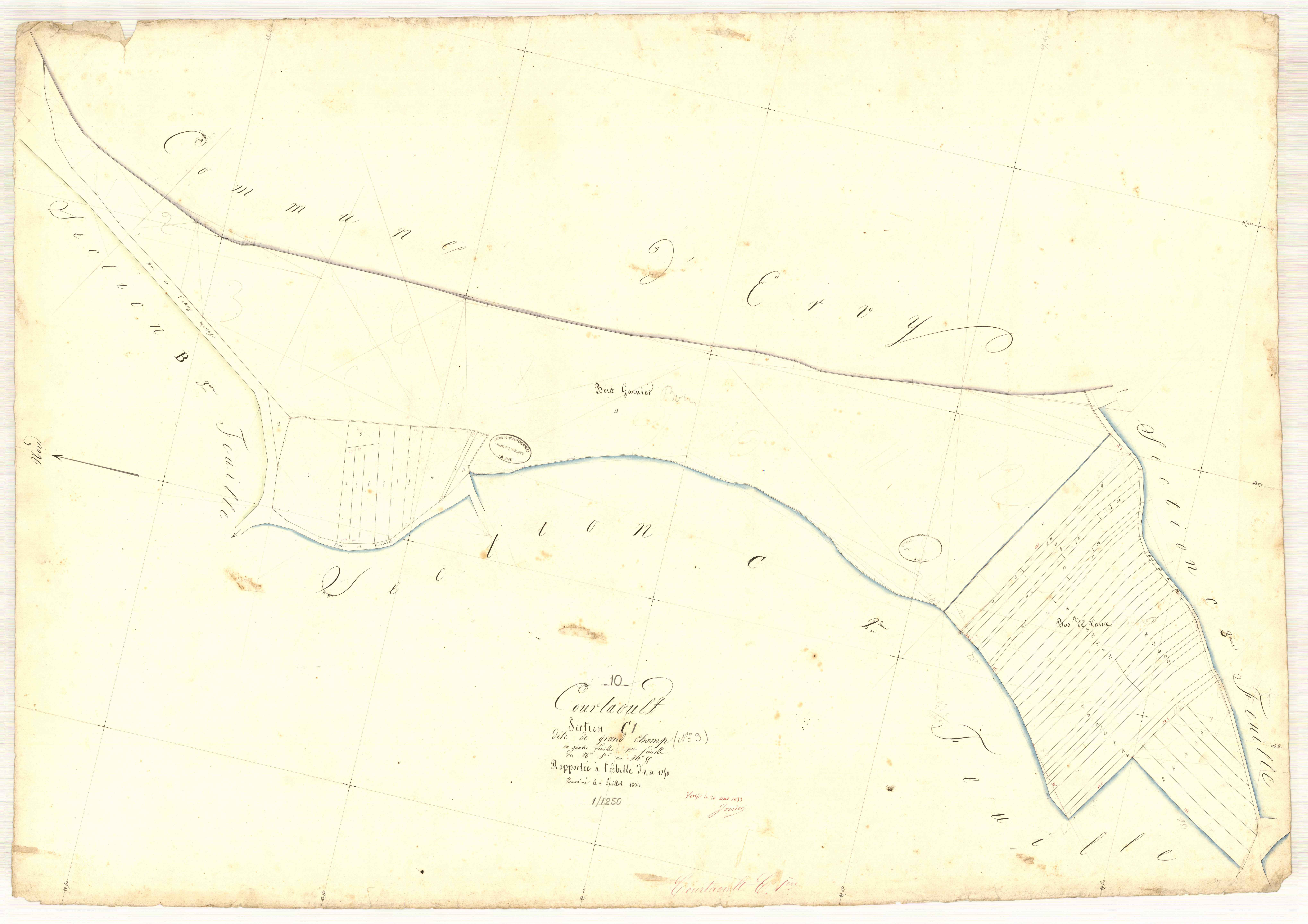 Courtaoult, section C dite de grand champ, feuille n° 1, parcelles n° 1-55