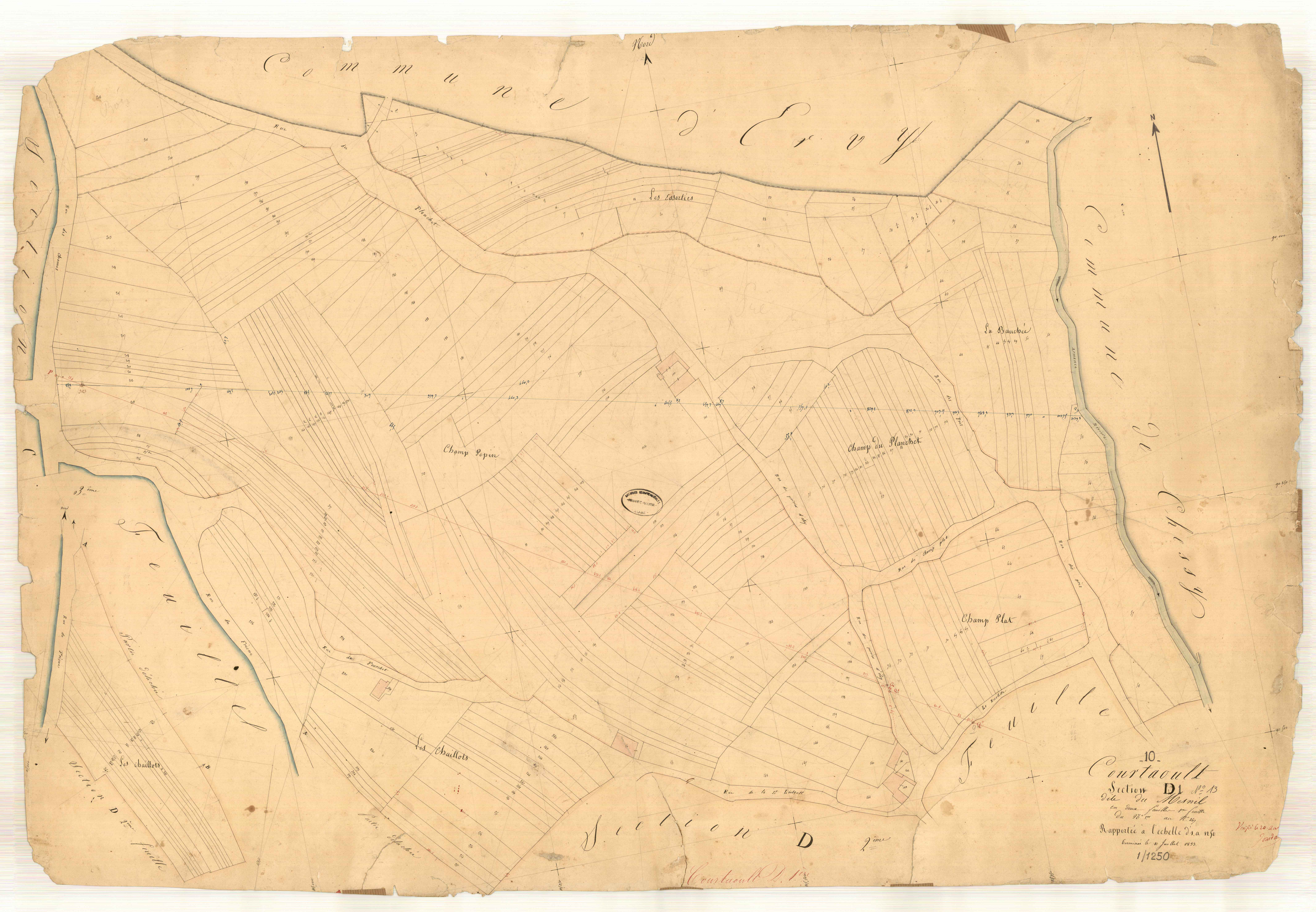 Courtaoult, section D dite du Mesnil, feuille n° 1, parcelles n° 1-264
