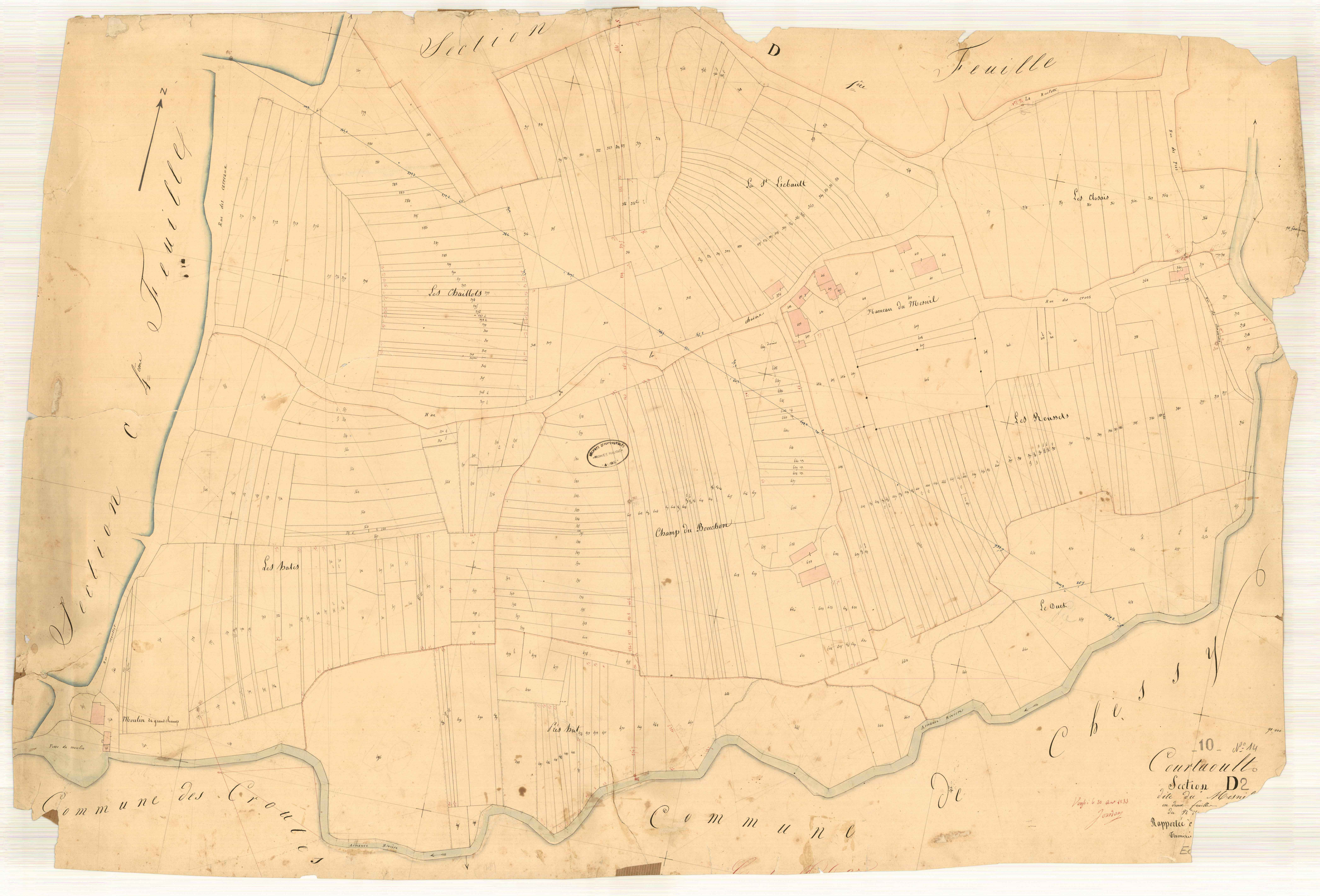 Courtaoult, section D dite du Mesnil, feuille n° 2, parcelles n° 265