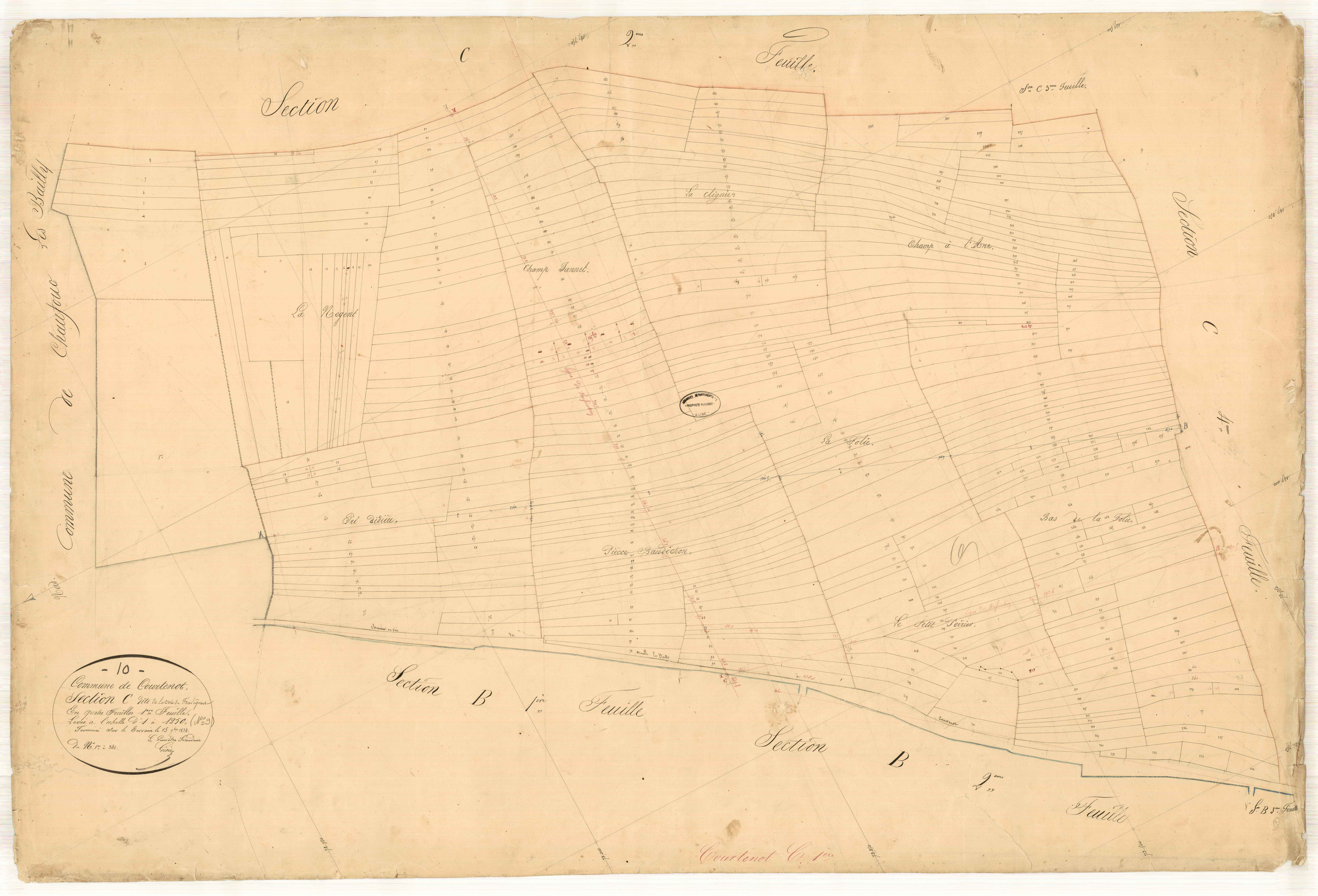 Courtenot, section C dite de la voie de fralignes, feuille n° 1, parcelles n° 1-341
