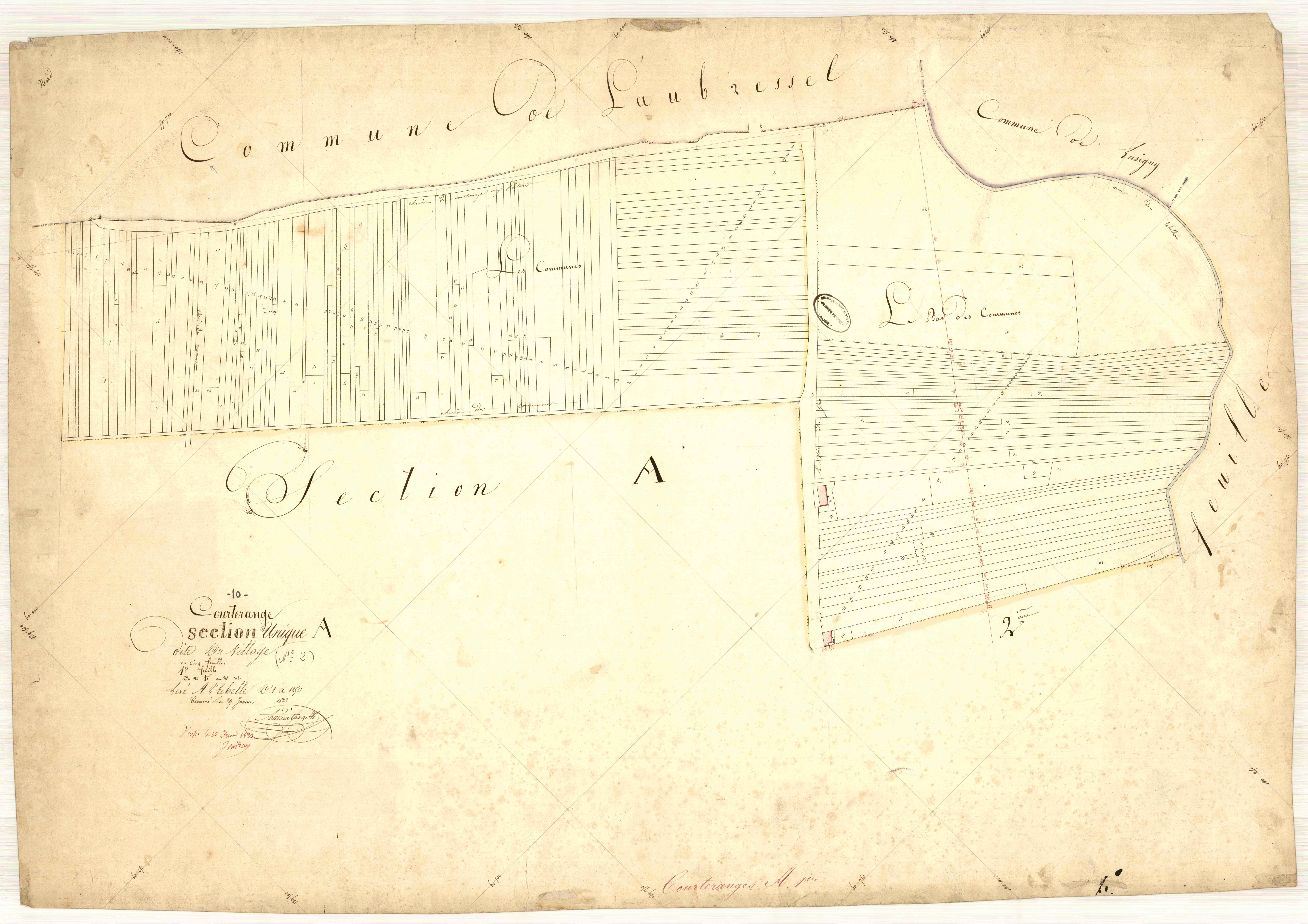 Courteranges, section A dite du village, feuille n° 1, parcelles n° 1-204