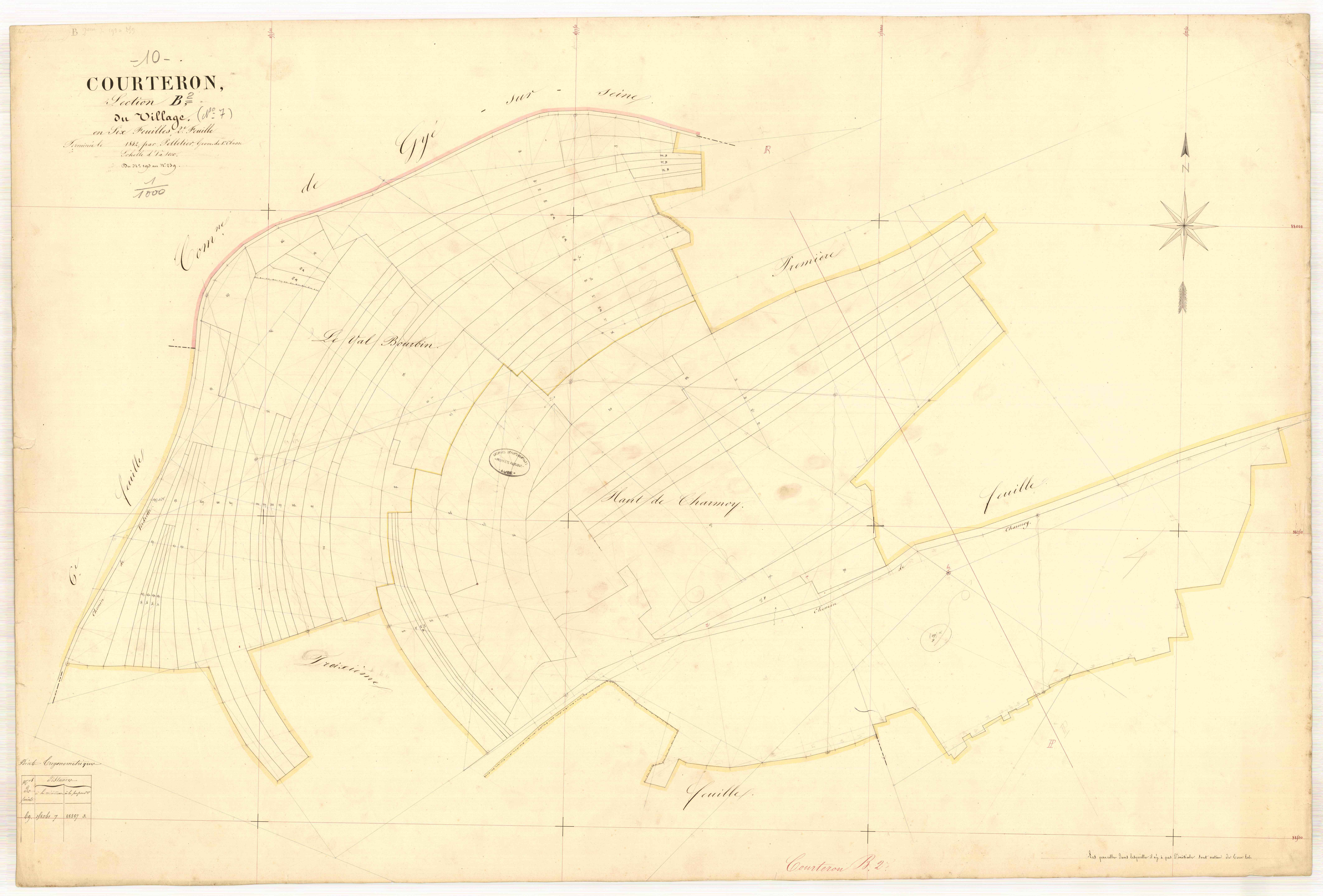 Courteron, section B dite du village, feuille n° 2, parcelles n° 193-259