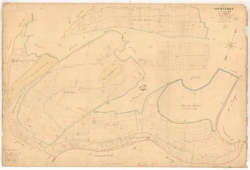 Courteron, section A dite des évallous, feuille n° 7, parcelles n° 1155-1421