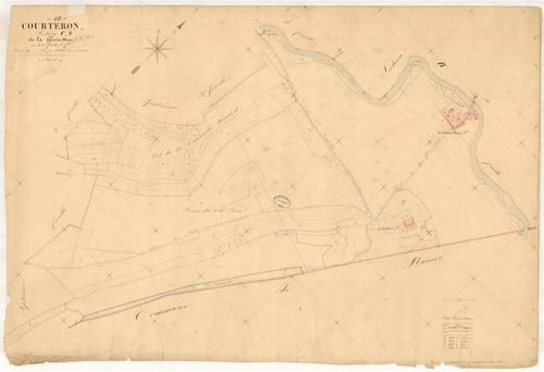 Courteron, section C dite de la gloire Dieu, feuille n° 8, parcelles n° 889-977