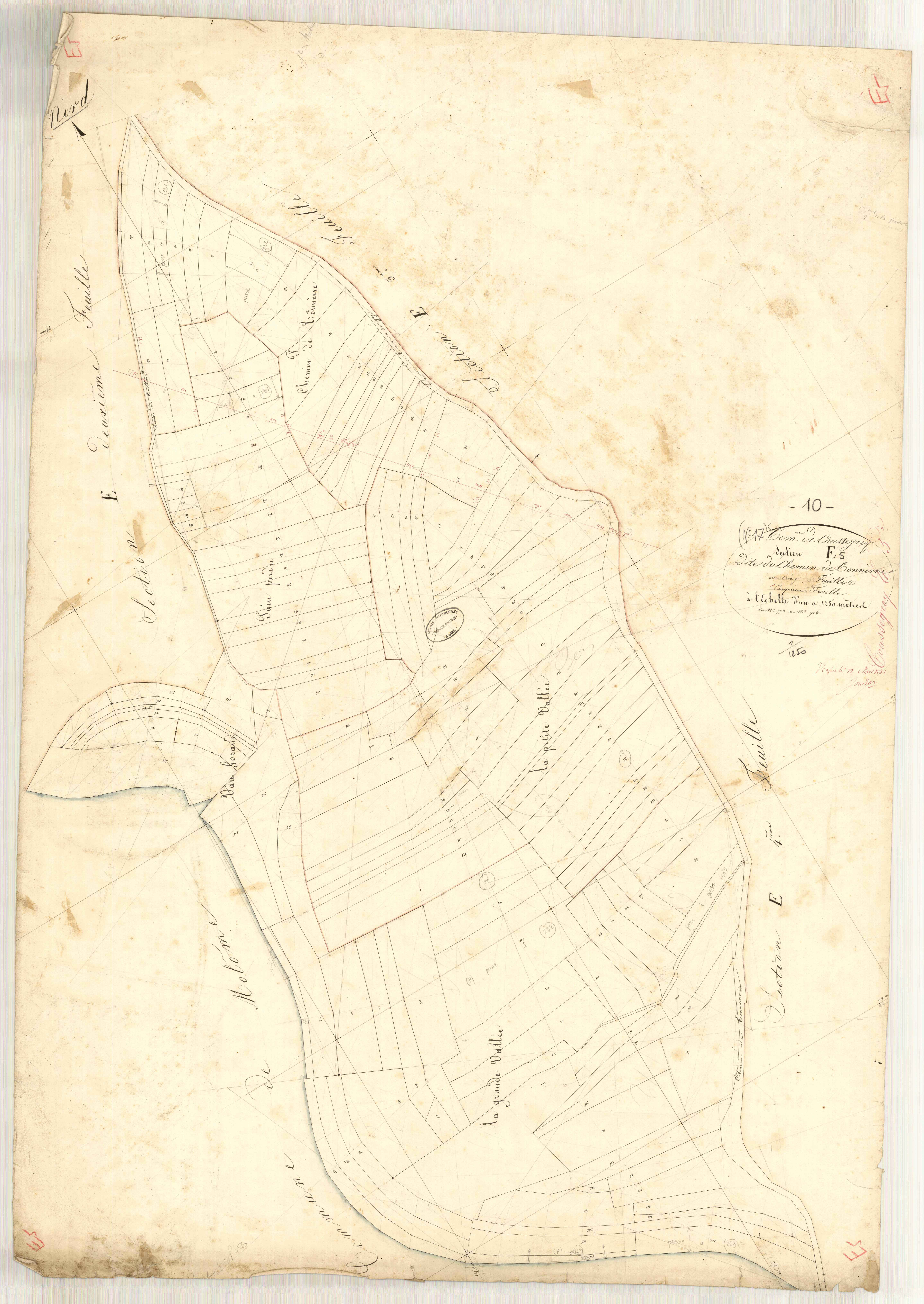 Coussegrey, section E dite du chemin de Tonnerre, feuille n° 5, parcelles n° 773-916