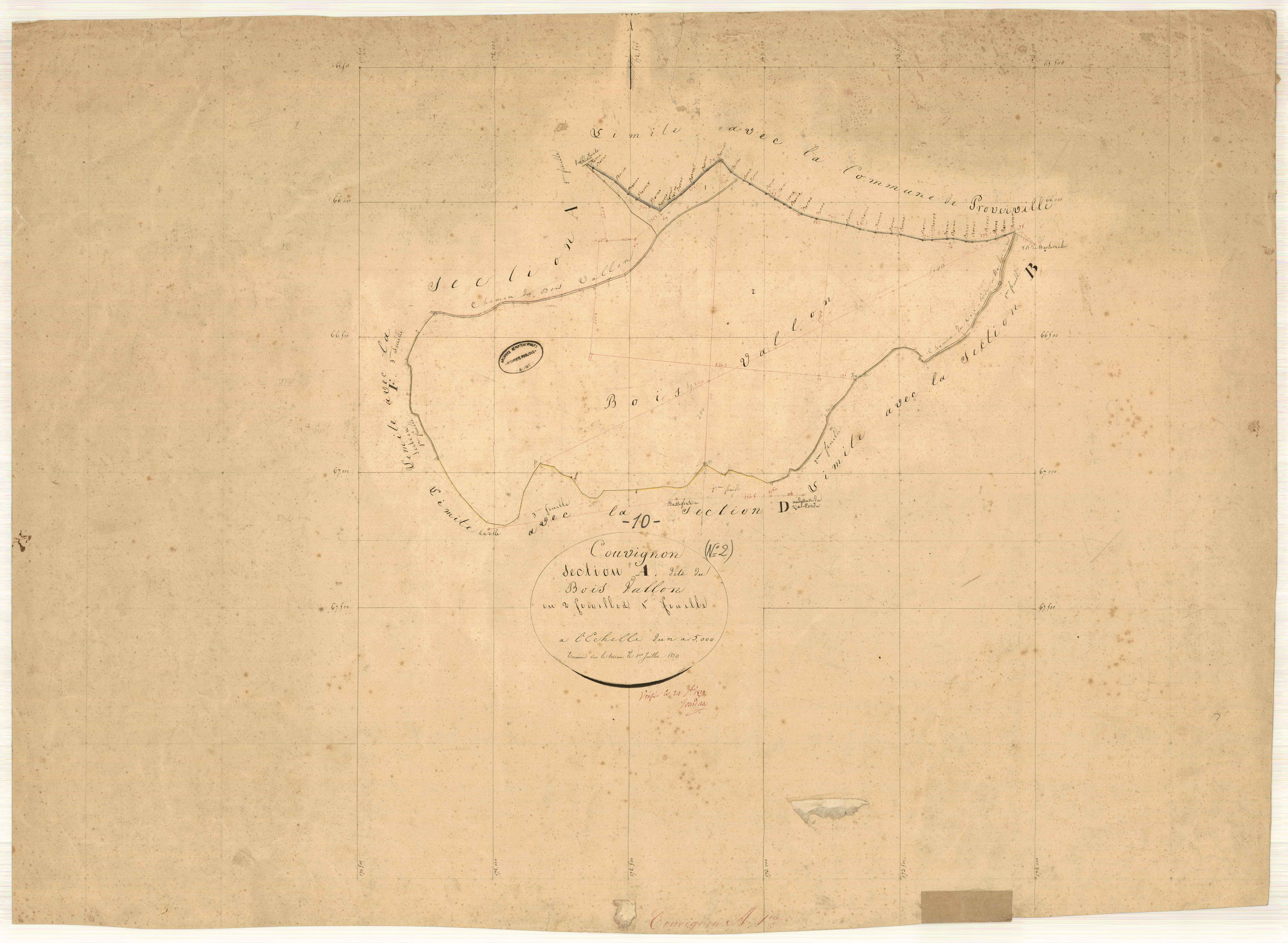 Couvignon, section A dite du bois vallon, feuille n° 1