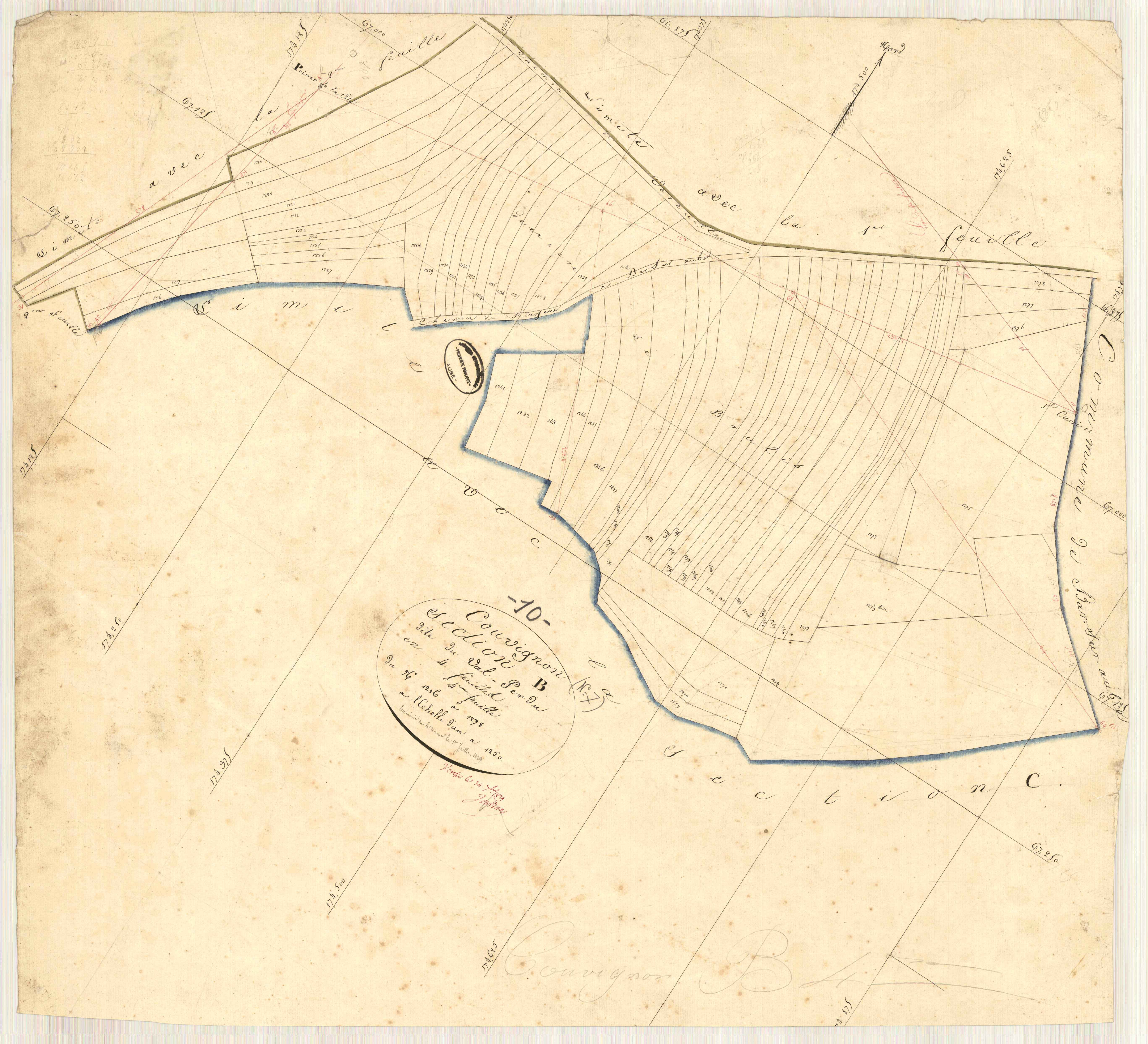Couvignon, section B dite du val perdu, feuille n° 4, parcelles n° 1216-1278