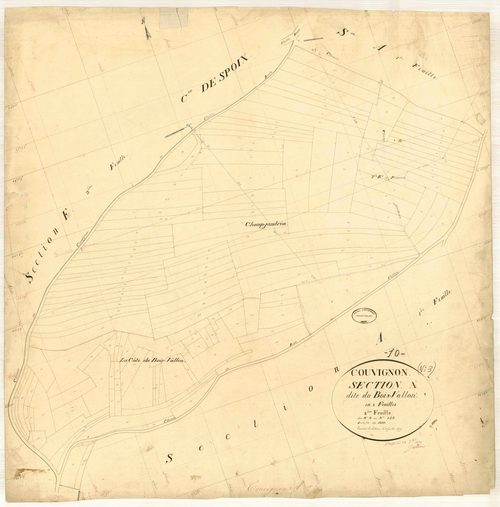 Couvignon, section A dite du bois vallon, feuille n° 2, parcelles n° 3-142