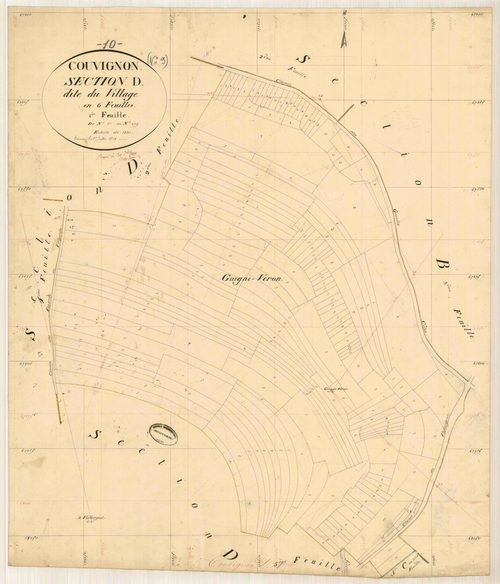 Couvignon, section D dite du village, feuille n° 1, parcelles n° 1-179