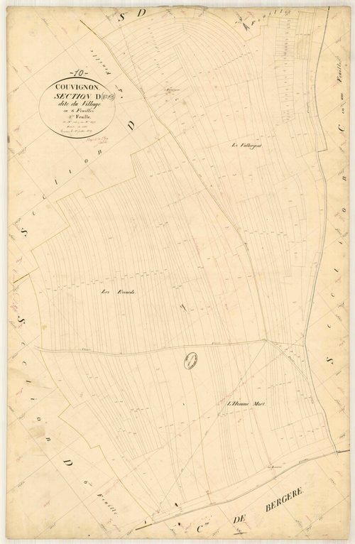Couvignon, section D dite du village, feuille n° 5, parcelles n° 1851-2077