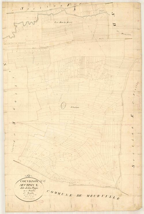 Couvignon, section E dite de la pippe, feuille n° 2, parcelles n° 579-995