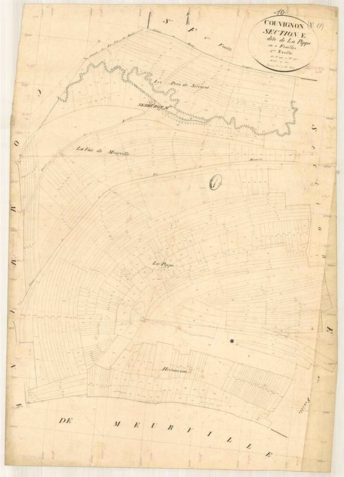 Couvignon, section E dite de la pippe, feuille n° 3, parcelles n° 996-1470