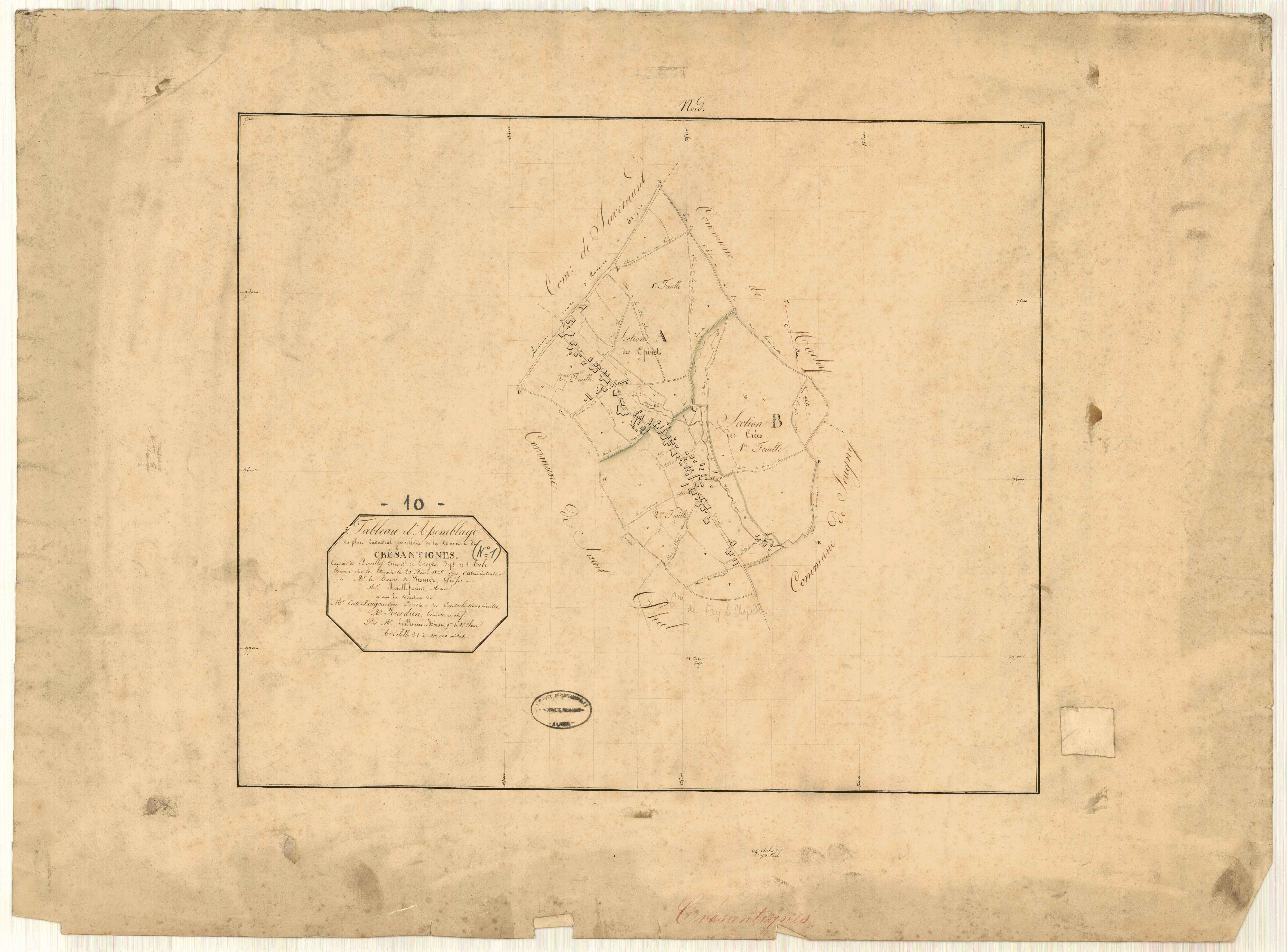 Crésantignes, tableau d'assemblage