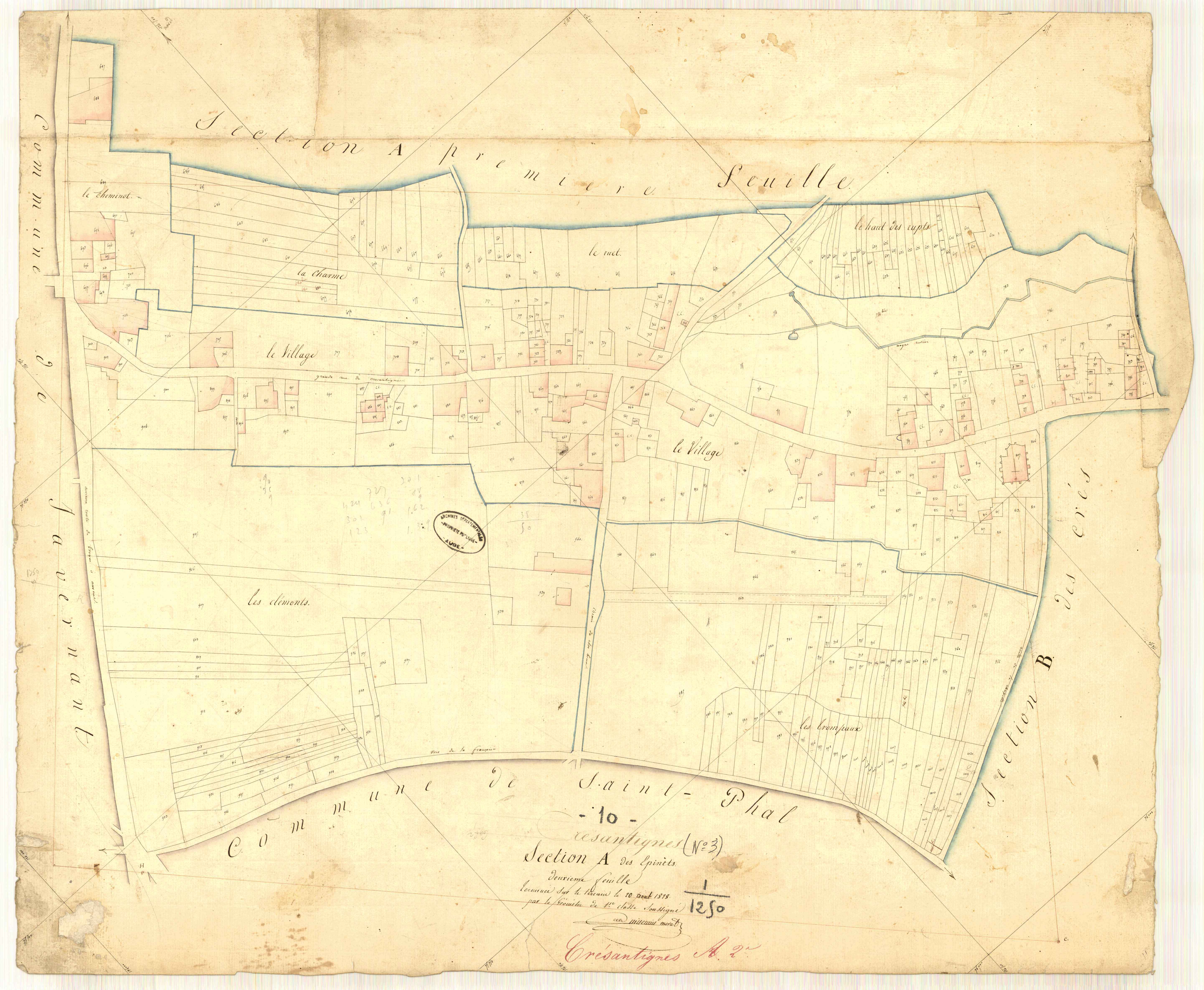 Crésantignes, section A dite des épinèts, feuille n° 2