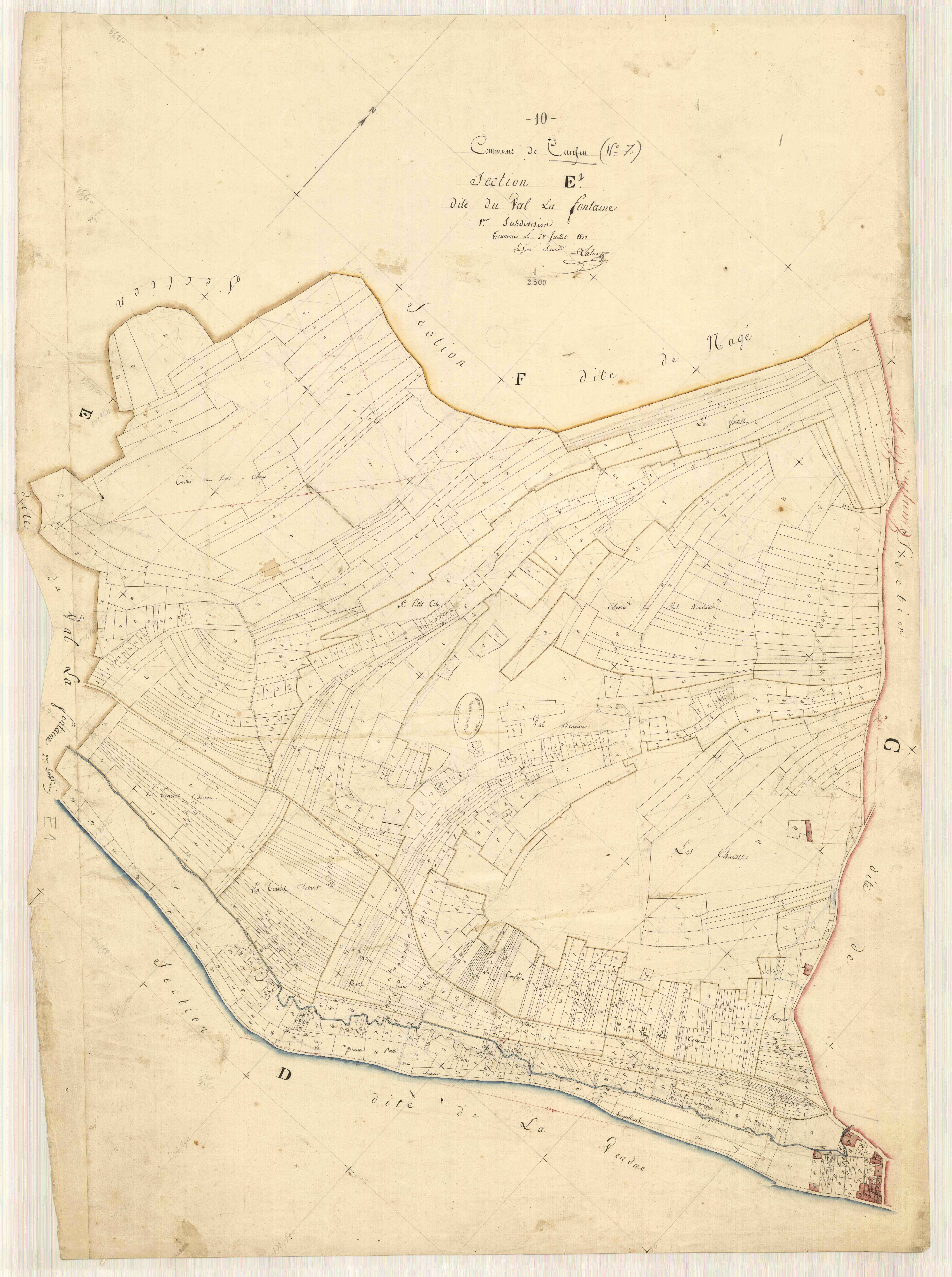 Cunfin, section E dite du val la fontaine, feuille n° 1
