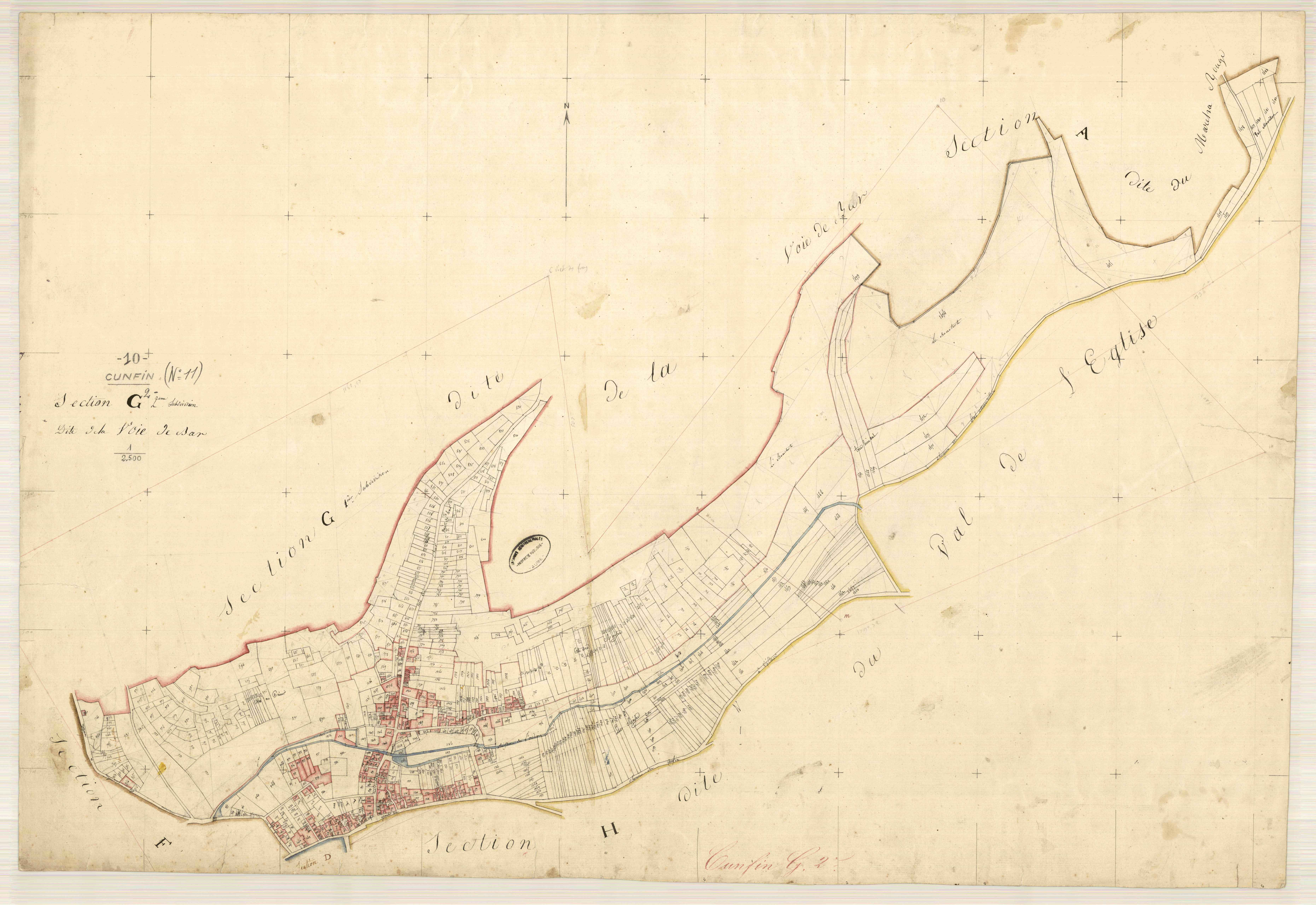 Cunfin, section G dite de la voie de Bar, feuille n° 2