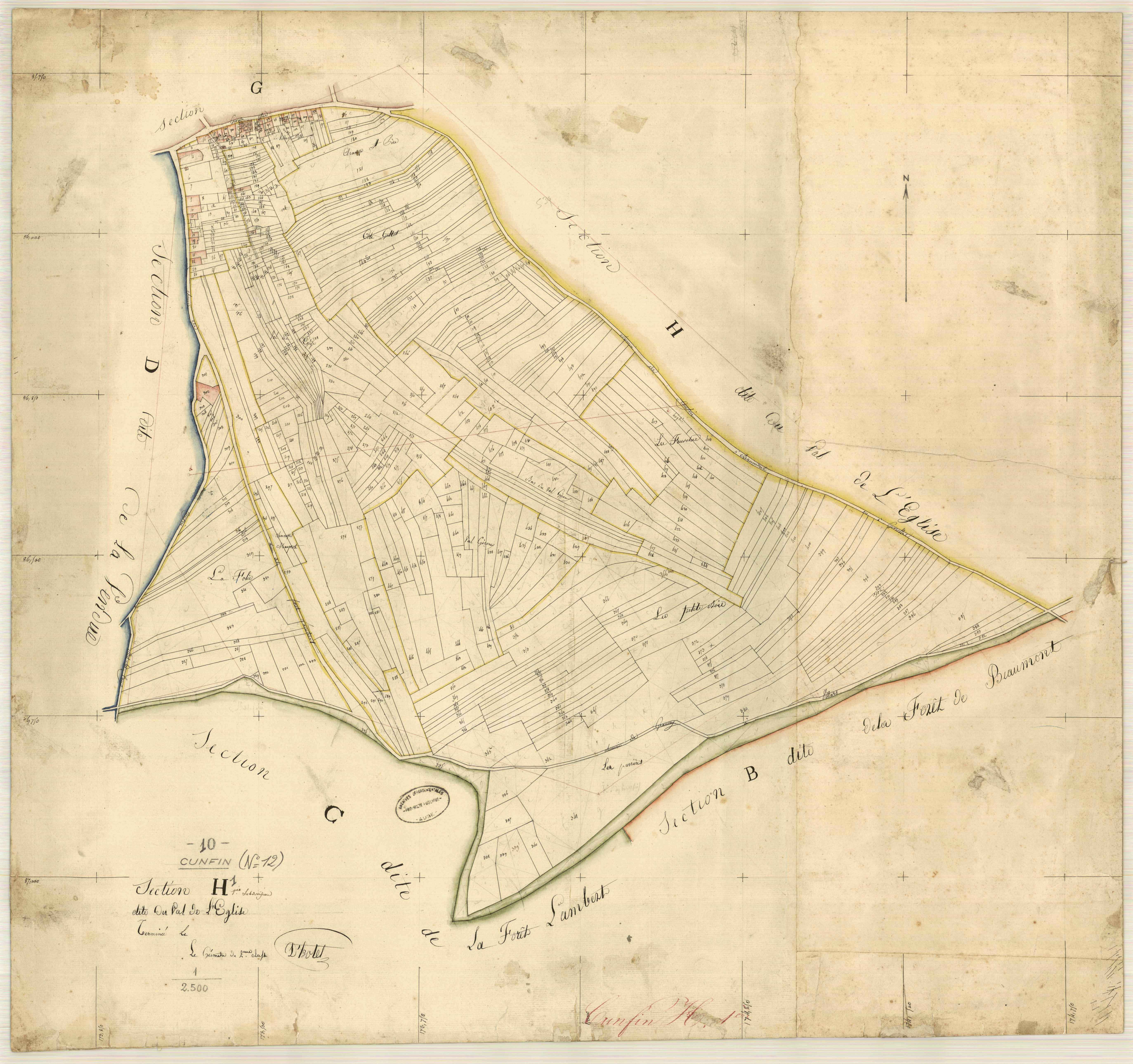 Cunfin, section H dite du val de l'église, feuille n° 1