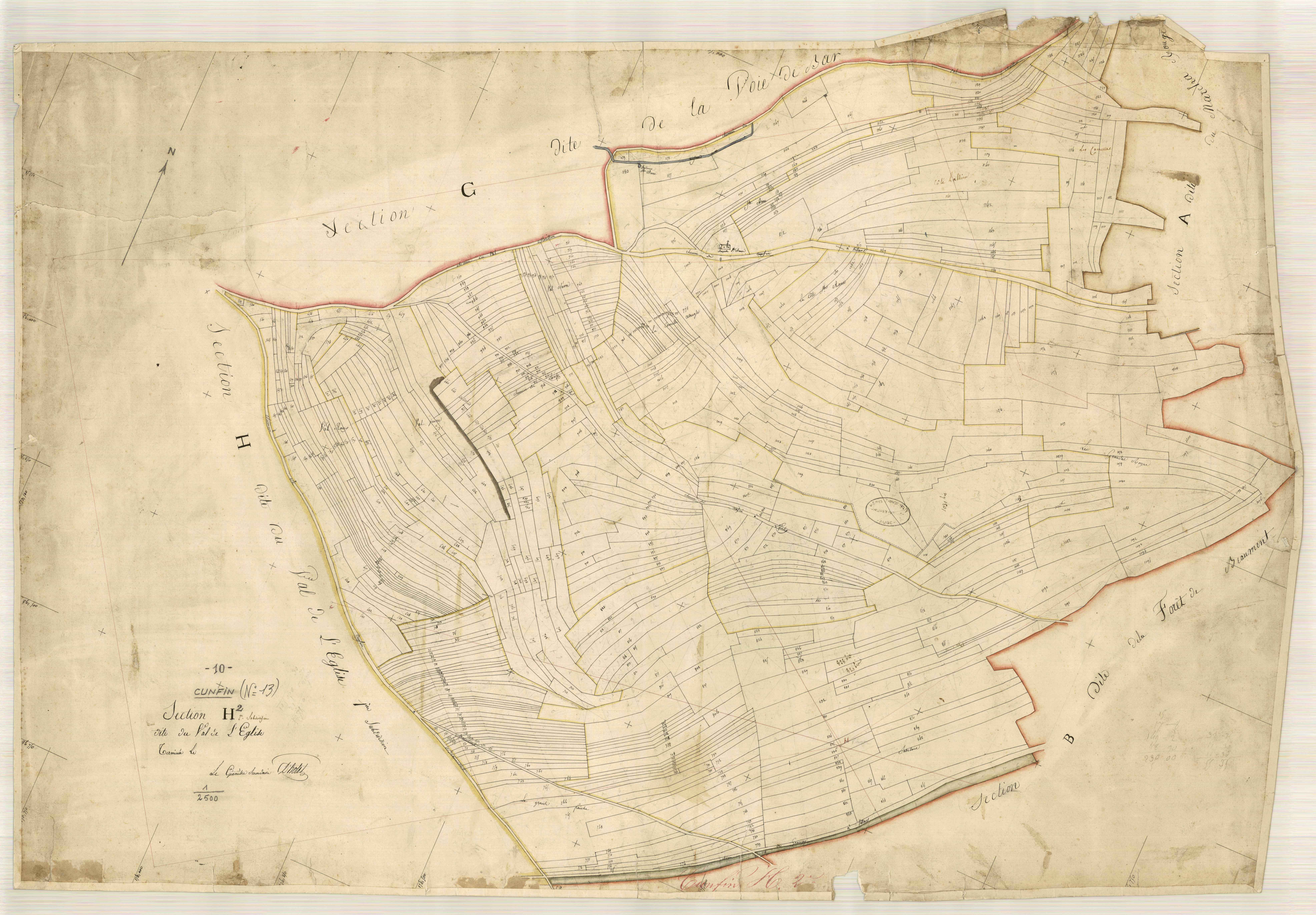 Cunfin, section H dite du val de l'église, feuille n° 2