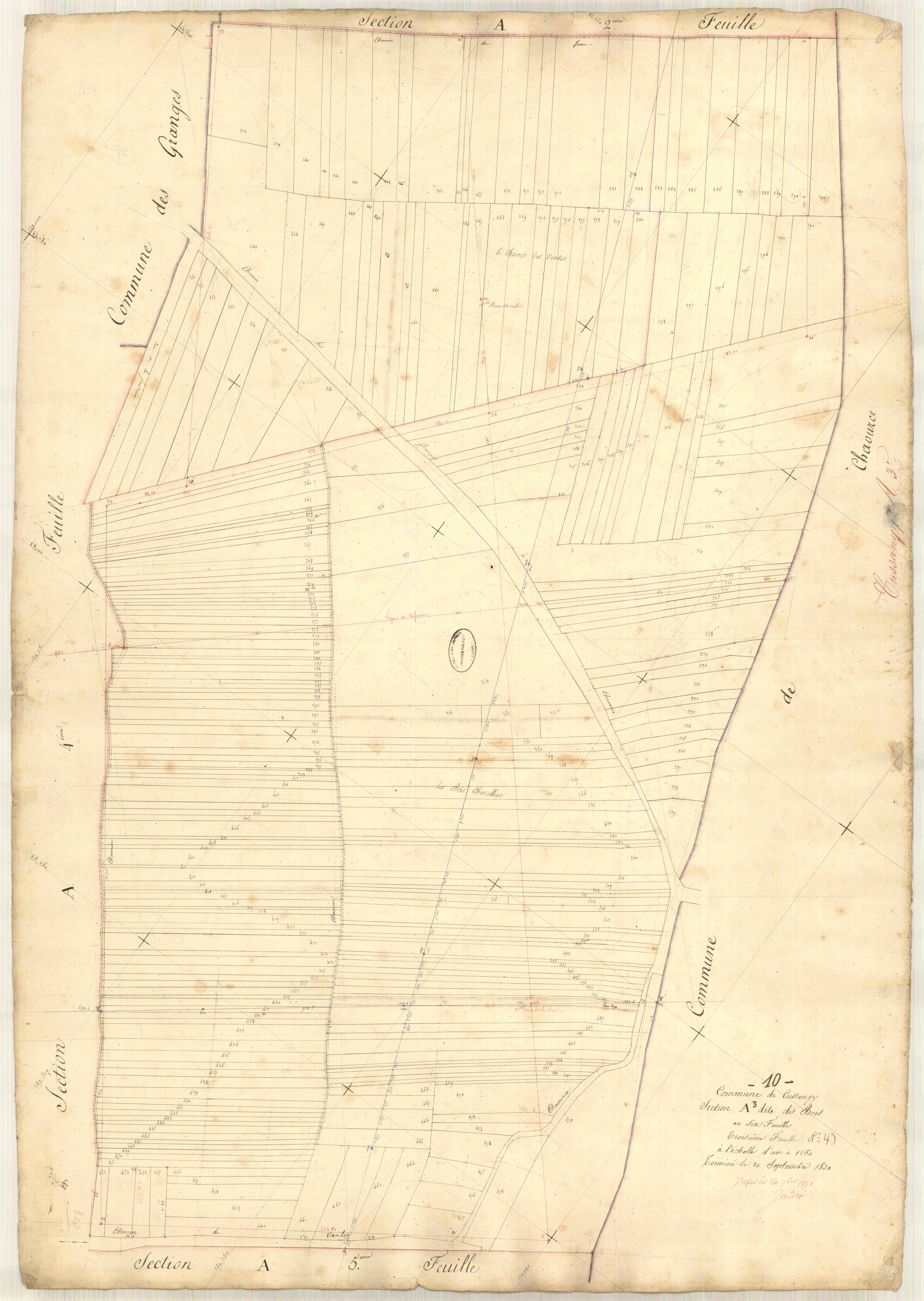 Cussangy, section A dite des bois, feuille n° 3
