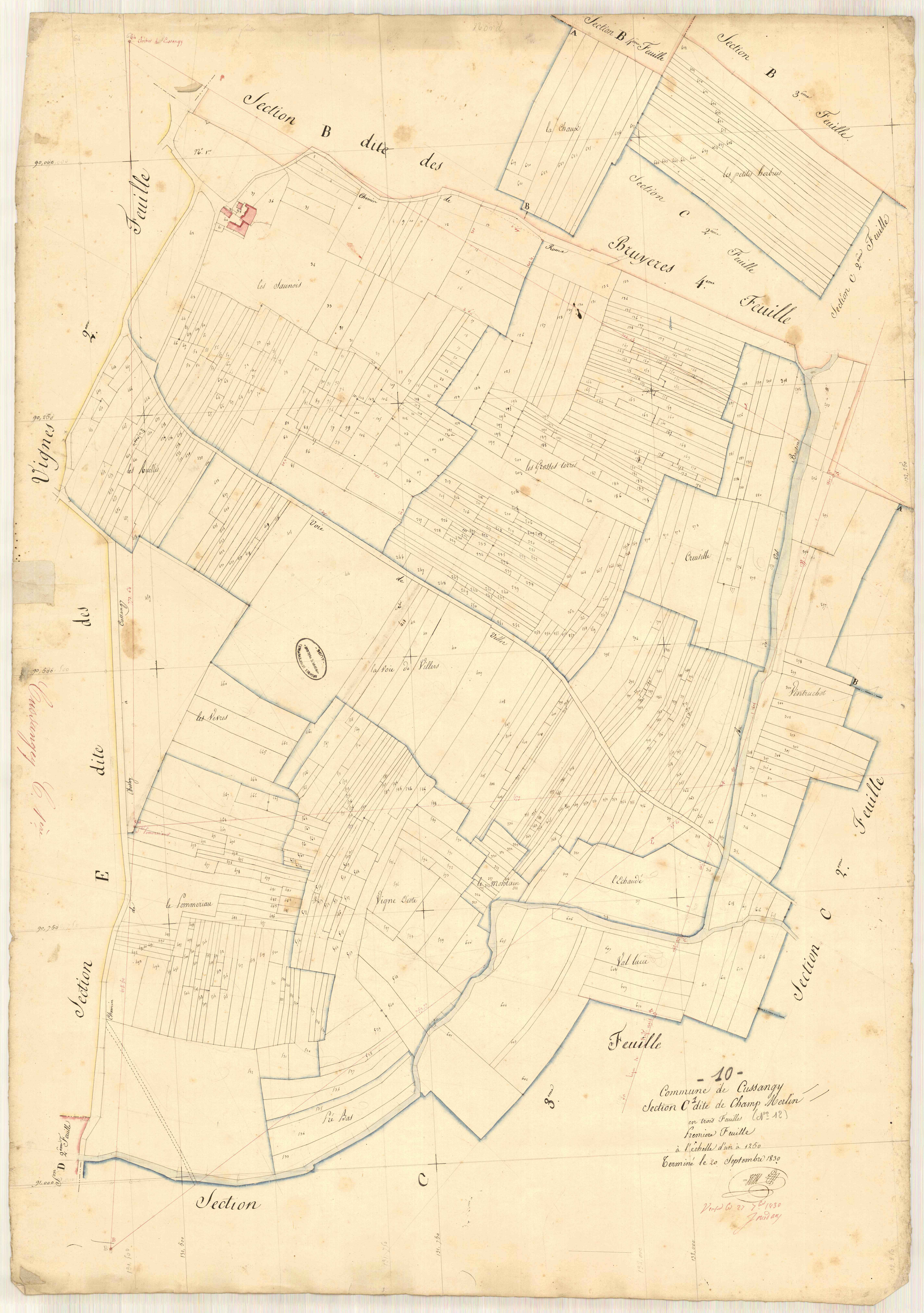Cussangy, section C dite de champs merlin, feuille n° 1