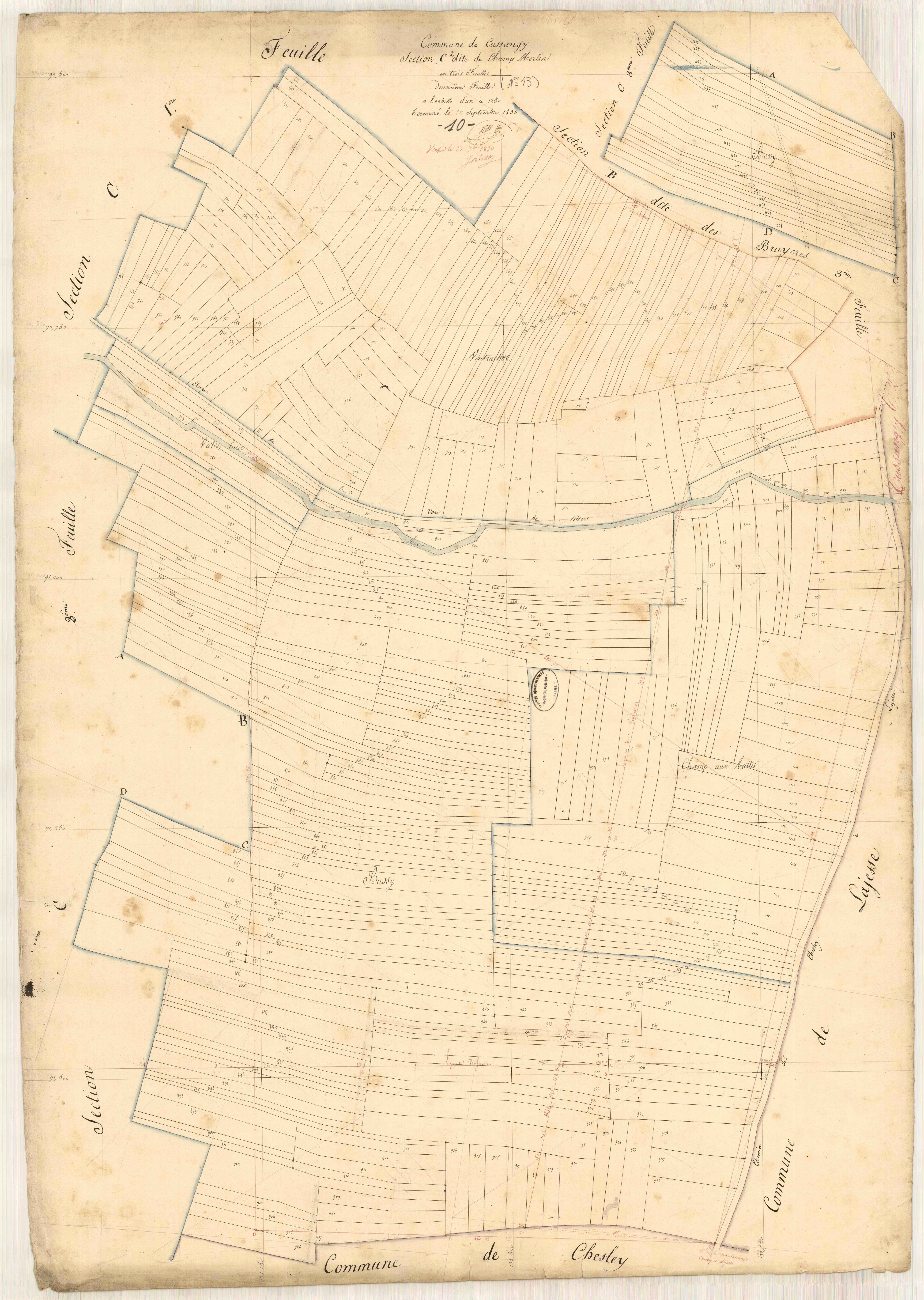 Cussangy, section C dite de champs merlin, feuille n° 2